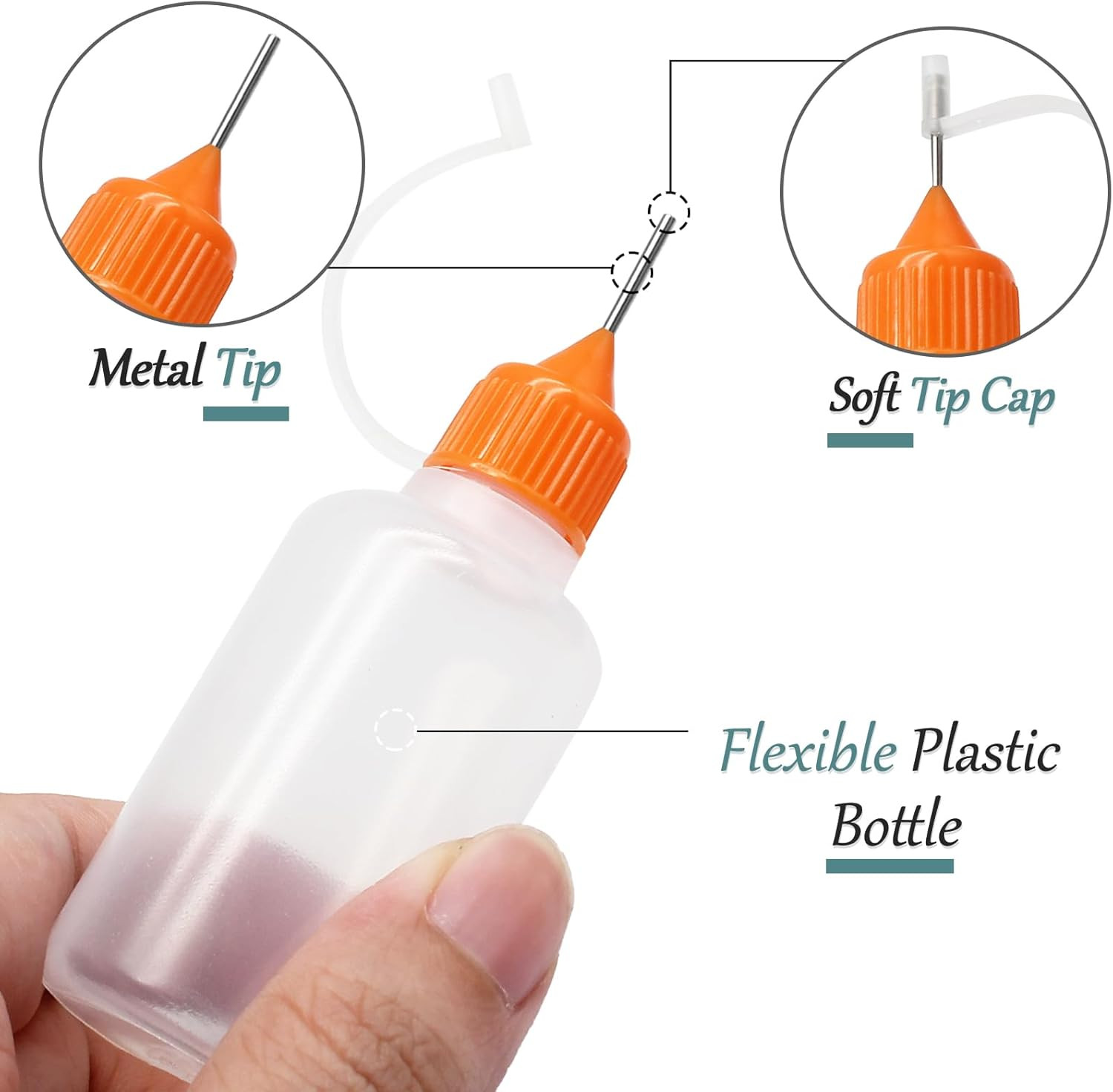 12 Pcs 30ml Precision Tip Squeeze Bottles with Metal Needle Tips & Funnels