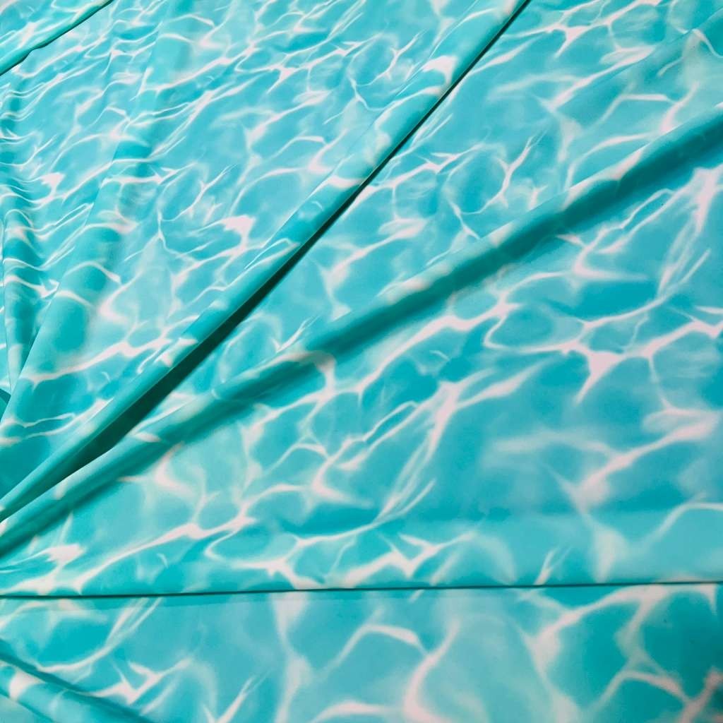 Abstract Water Waves print Spandex Fabric 4 Way Stretch By Yard for swimwear