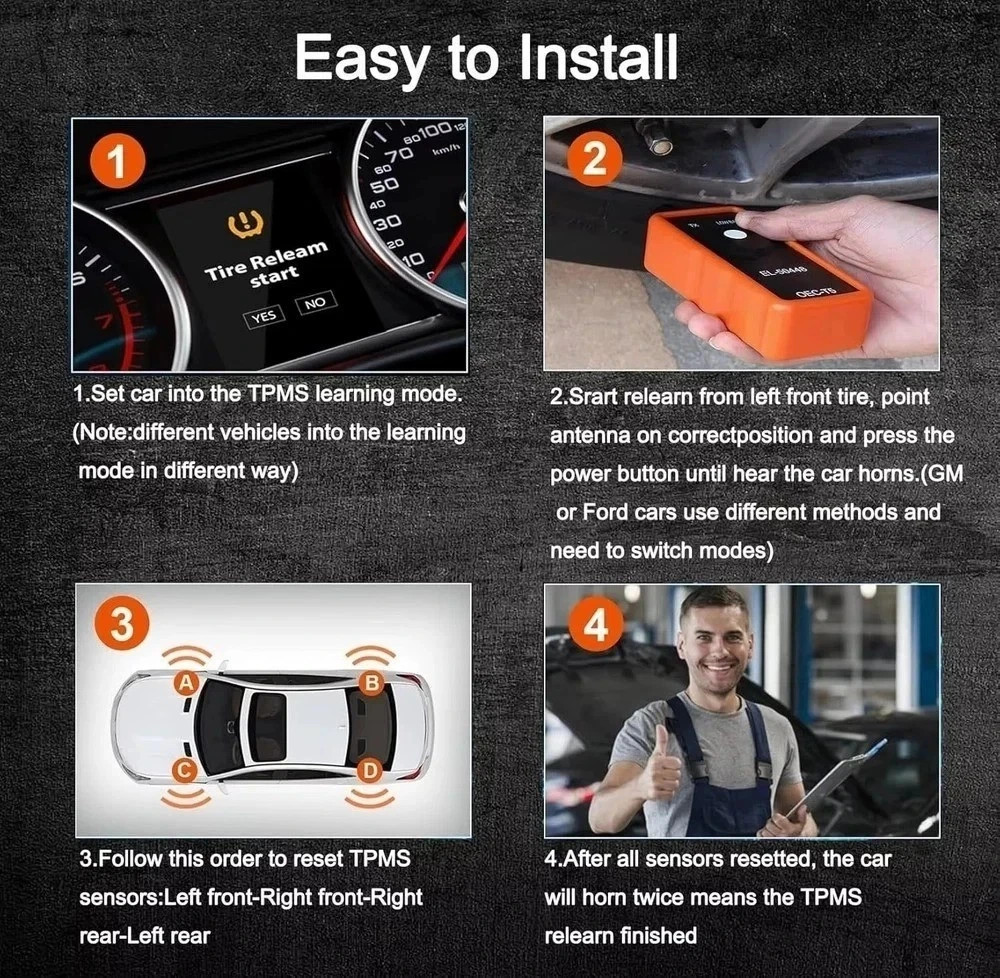 TPMS Relearn Tool, Automotive Tire Pressure Monitor Sensor Activation Reset Tool