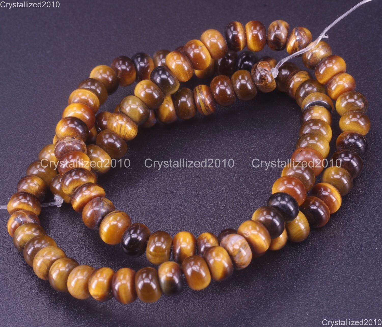 Natural Gemstone Tiger’s Eye Rondelle Spacer Beads 4mm 5mm 6mm 8mm 10mm 15.5″