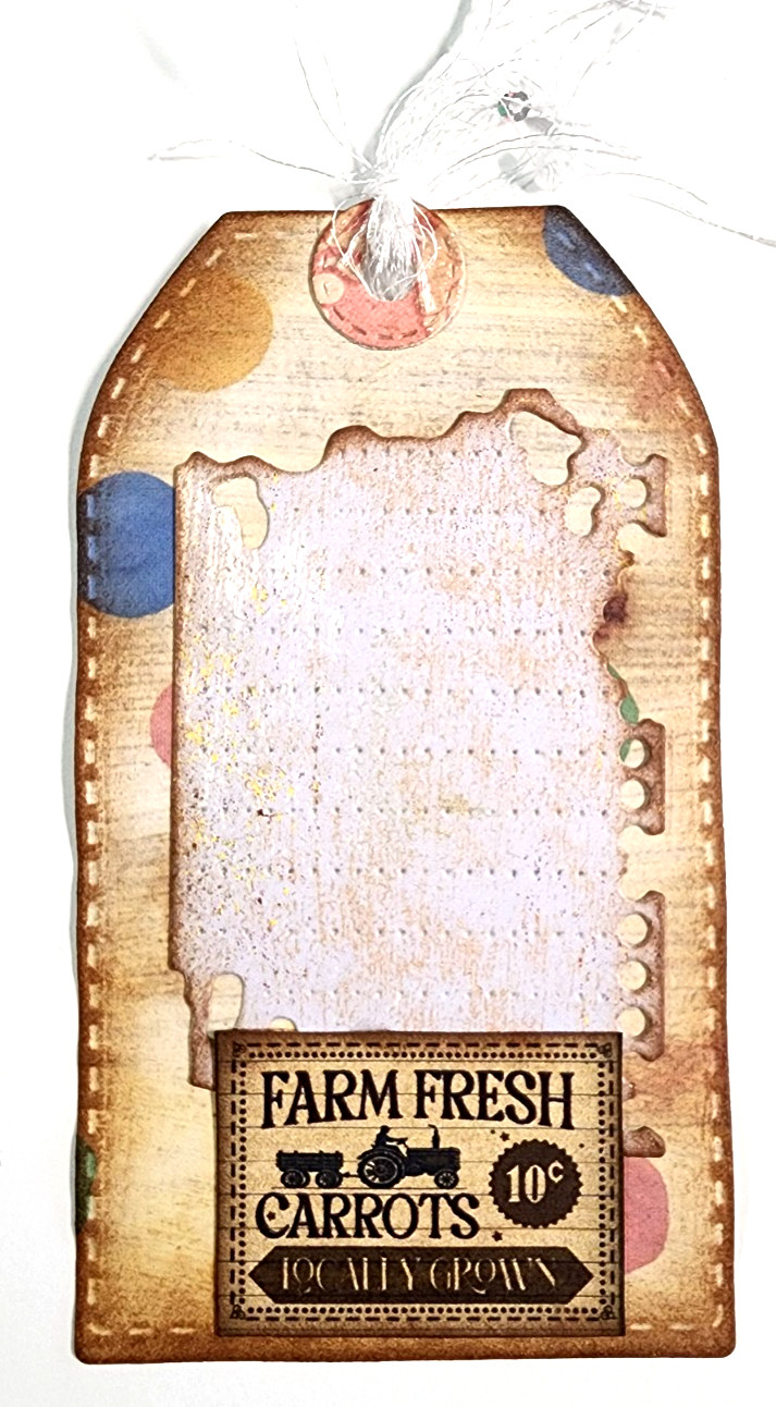 Easter Bunny Carrot Farm Tractor Tags Hidden Pocket OOAK #35 3D Handmade
