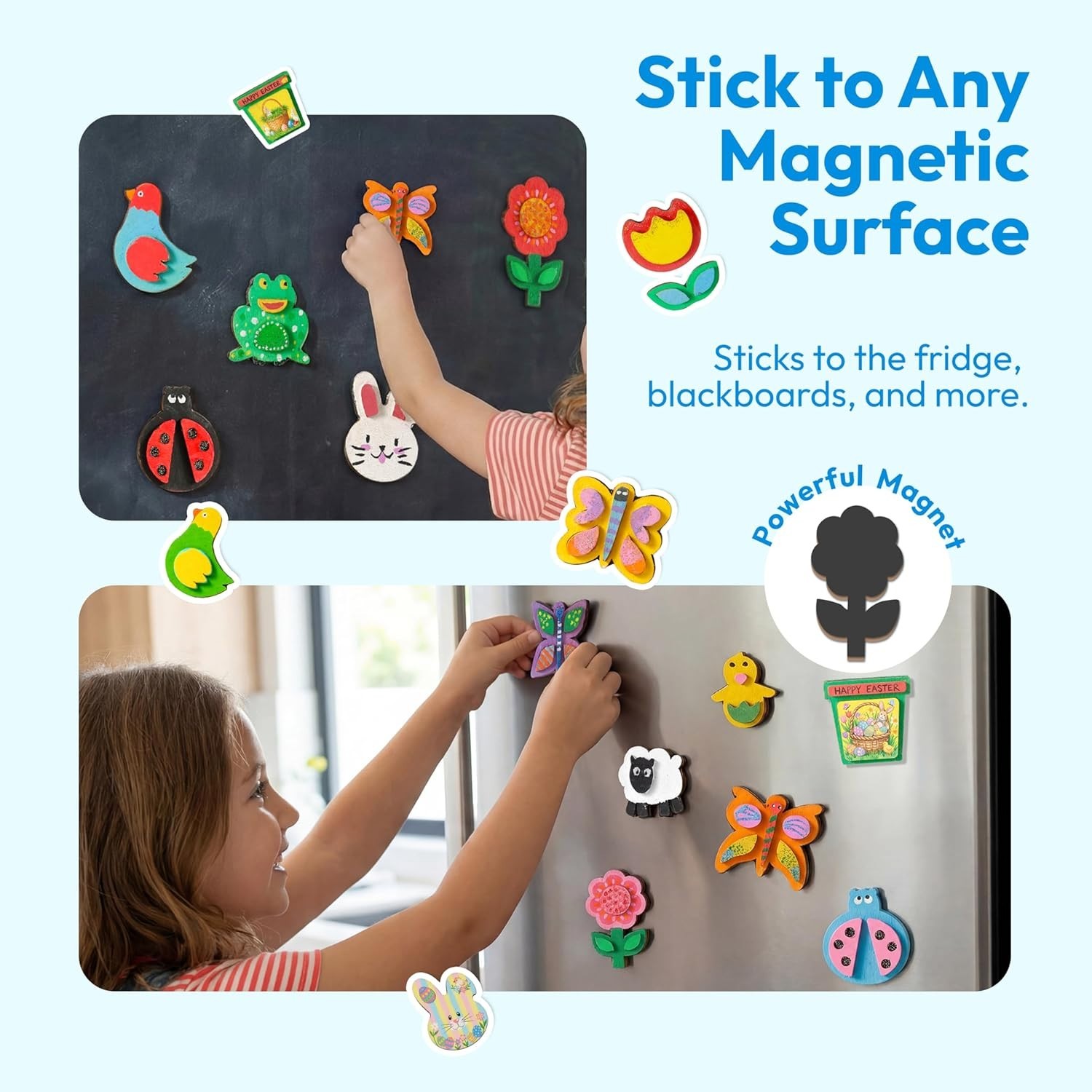 Non-Toxic 12-Piece Wooden Magnet Creativity Kit – Perfect for Kids’ Parties