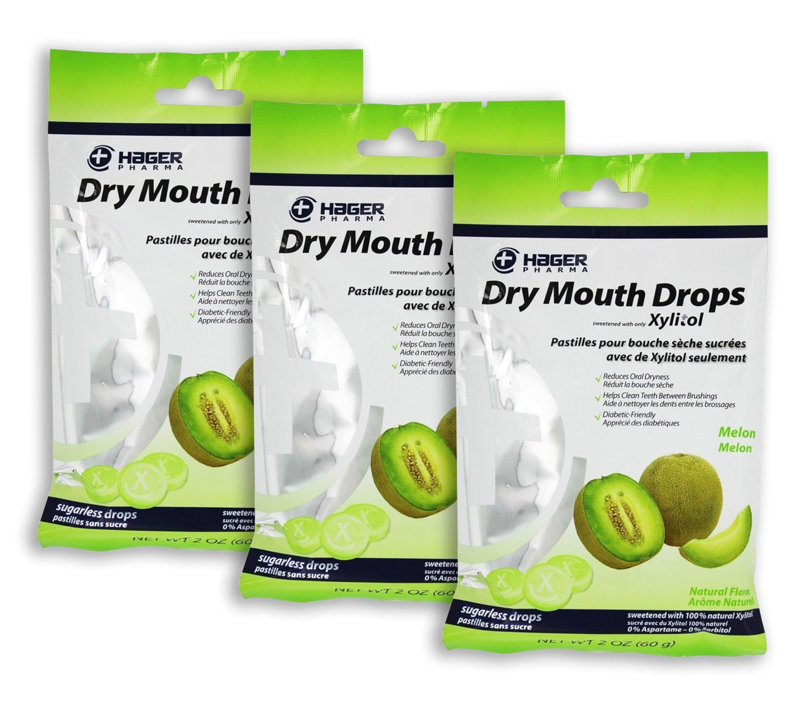 Hager Pharma Dry Mouth Drops with Xylitol Melon 26 EA – Buy Packs and SAVE