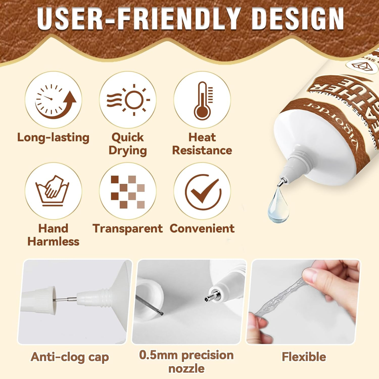 Leather Glue, 60Ml Leather Glue Adhesive, High-Strength & Flexible, Transparent