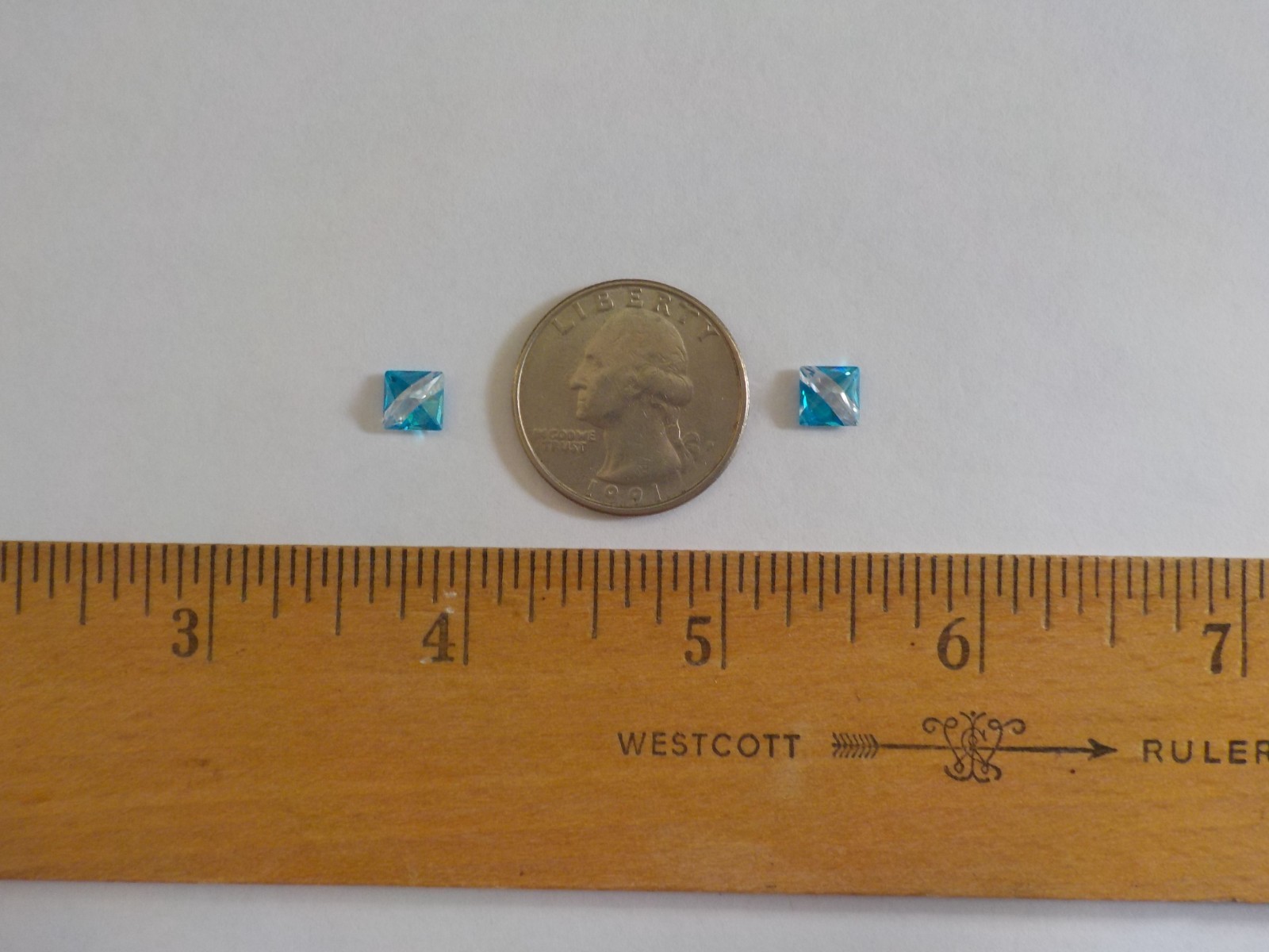 Square 6mm Clear Blue No Hole Stone Cubic Zirconia (12 Loose) Jewelry Making