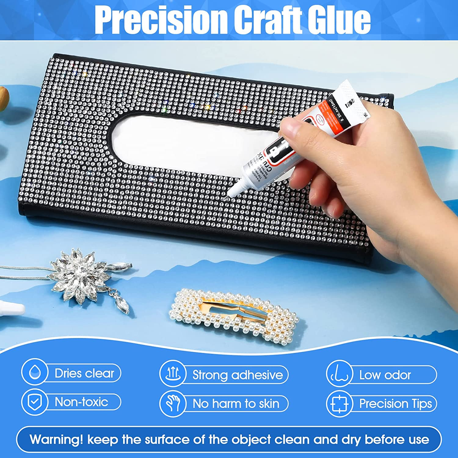 B-7000 Glue Clear for Rhinestone Crafts, Jewelry and Bead Adhesive B7000 Semi Fl