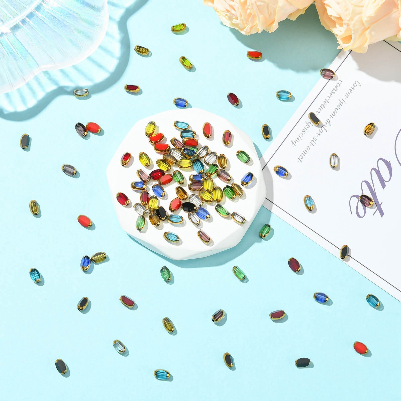 150Pcs Electroplated Glass Beads, Ocean Theme Crystal Beads for Craft DIY