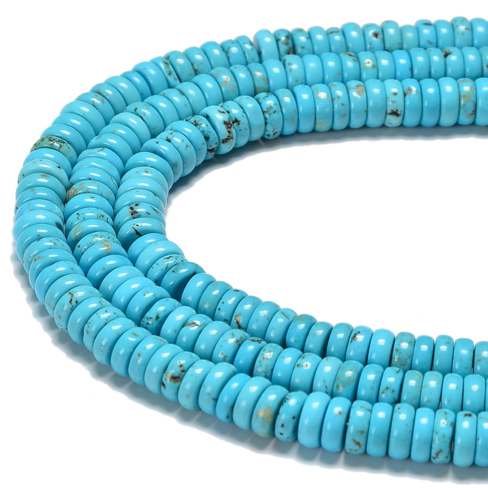 Blue Turquoise Heishi Disc Beads Size 3x8mm 15.5” Strand (3x8mm)