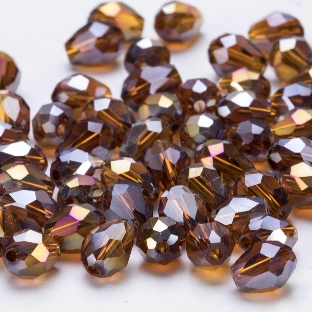 6X8Mm Austria Faceted Teardrop Glass Beads AB Color Waterdrop Crystal Beads Loos
