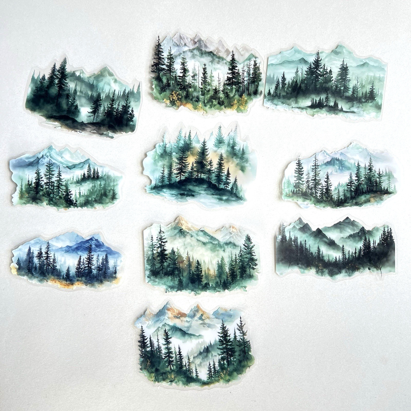 Mountain Pine Forest Stickers Scrapbooking Junk Journaling Collage