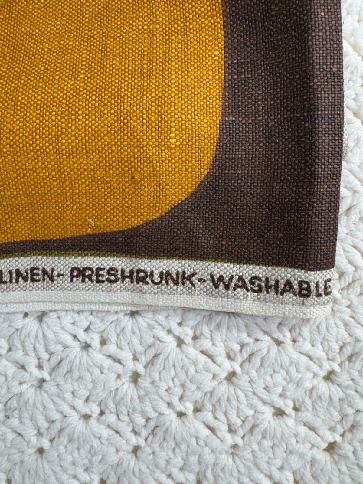 Vintage Filkauf Screen Printed Linen Fabric MCM Retro Orange Brown 100% Linen