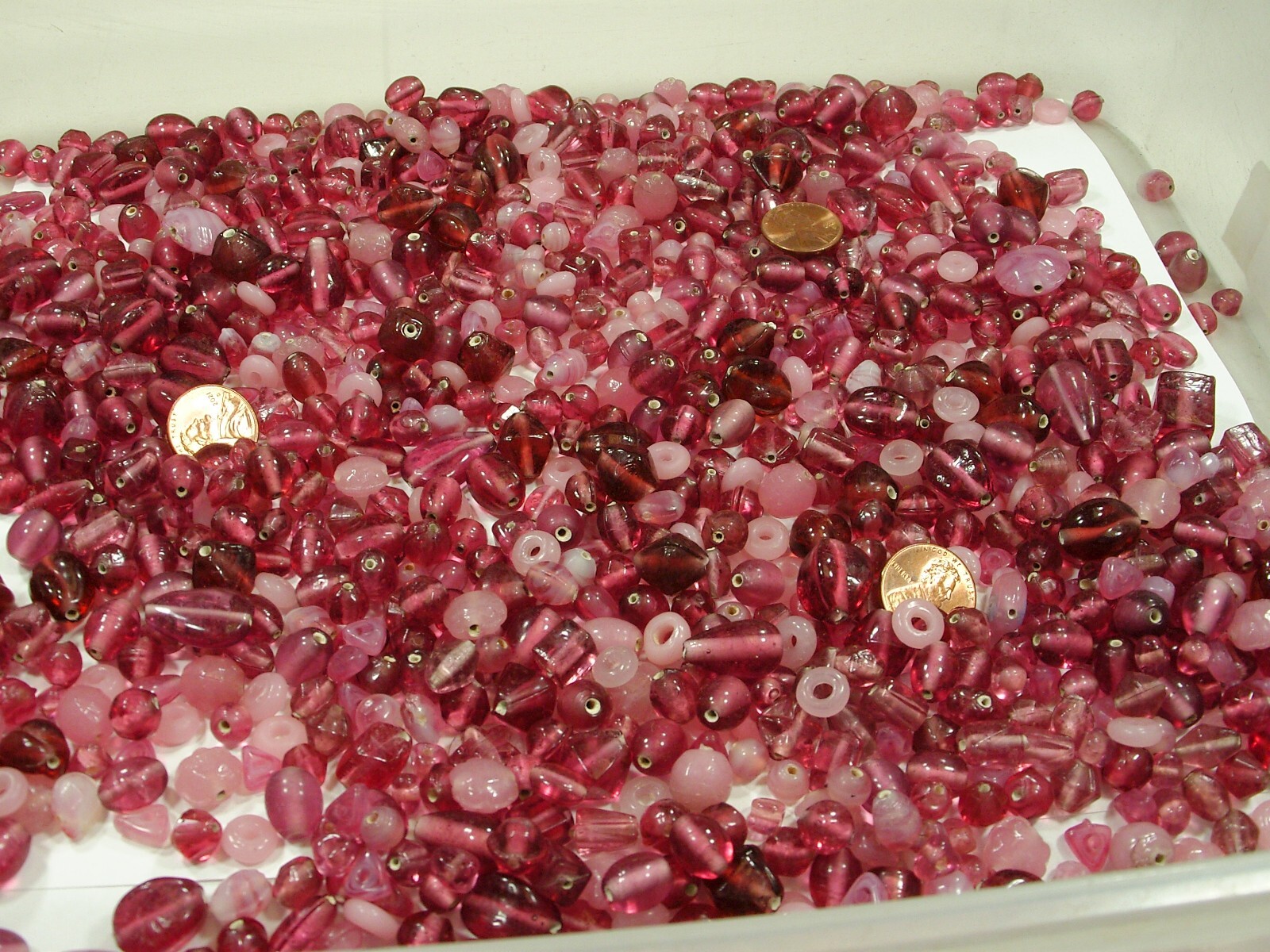 2 Pounds Assorted Shapes and Sizes India Handmade Pink Glass Beads Bulk (GV-3B)