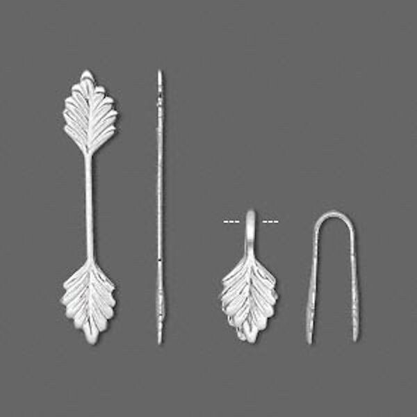 Bail, Fold-over, 10 Silver Brass Glue on Pendant Leaf with 14mm Grip Length