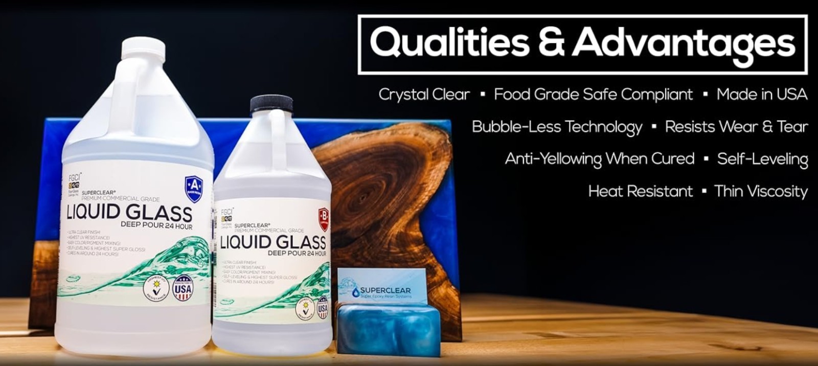 24 Hour Deep Pour Epoxy Resin 3 Gallon/384 oz Kit, Liquid Glass Clear, Fast Cure