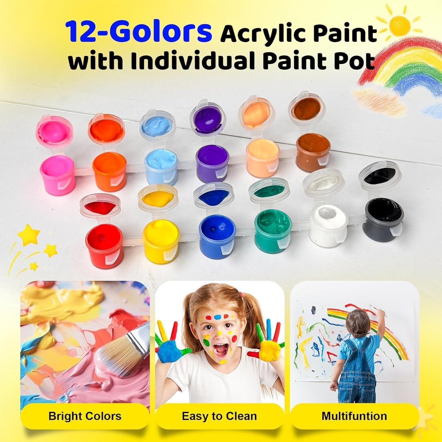 20 Pack Mini Acrylic Paint Set,12 Color 0.3 Fl Oz (Pack of 280), 12 color
