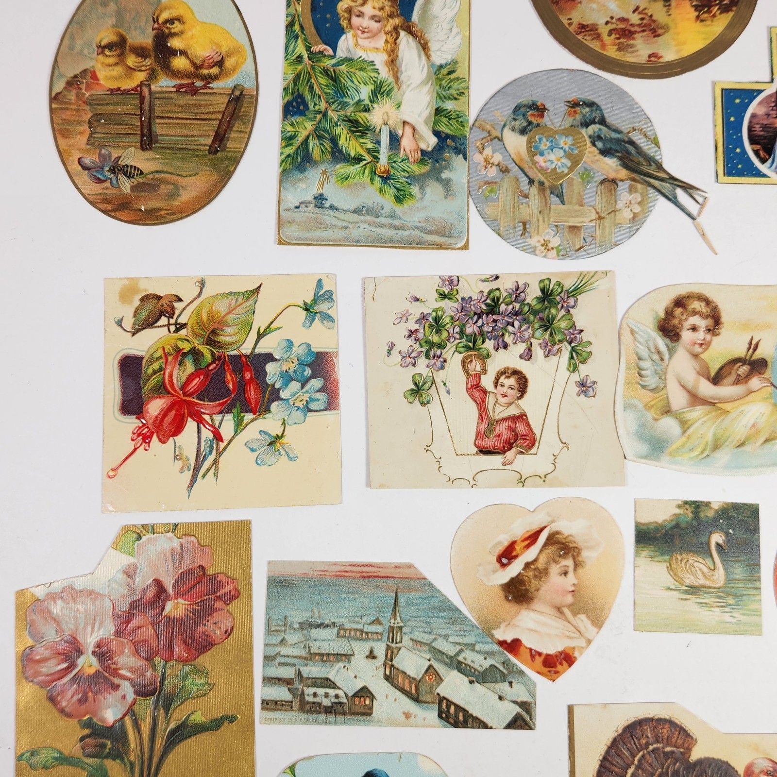 Antique Ephemera Mixed Postcard Remnants, Scrapbook Pieces Early 1900s Mixed Lot