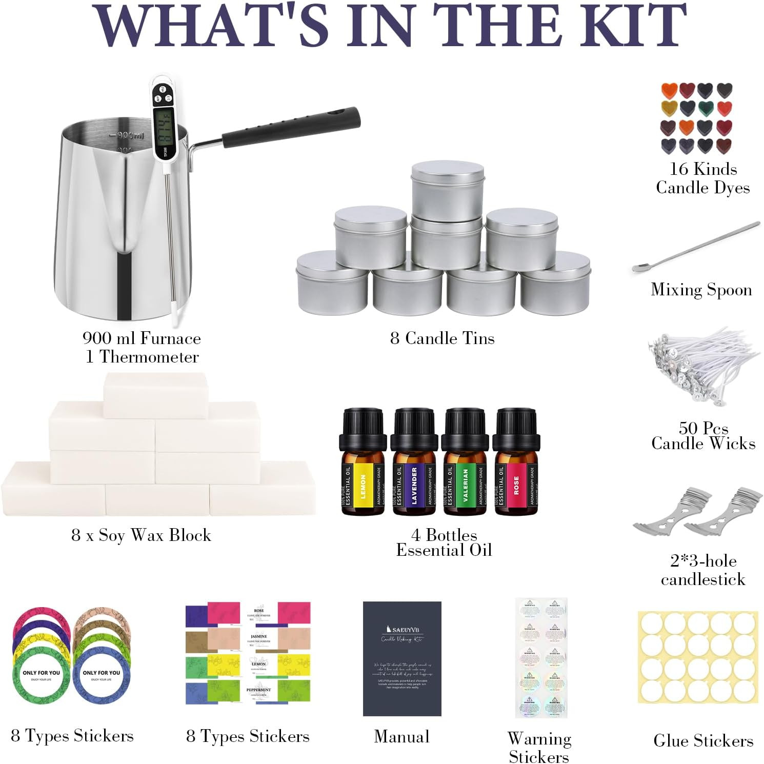 Candle Making Kit, Complete Candle Making Kit for Adults, DIY Starter Soy Candle