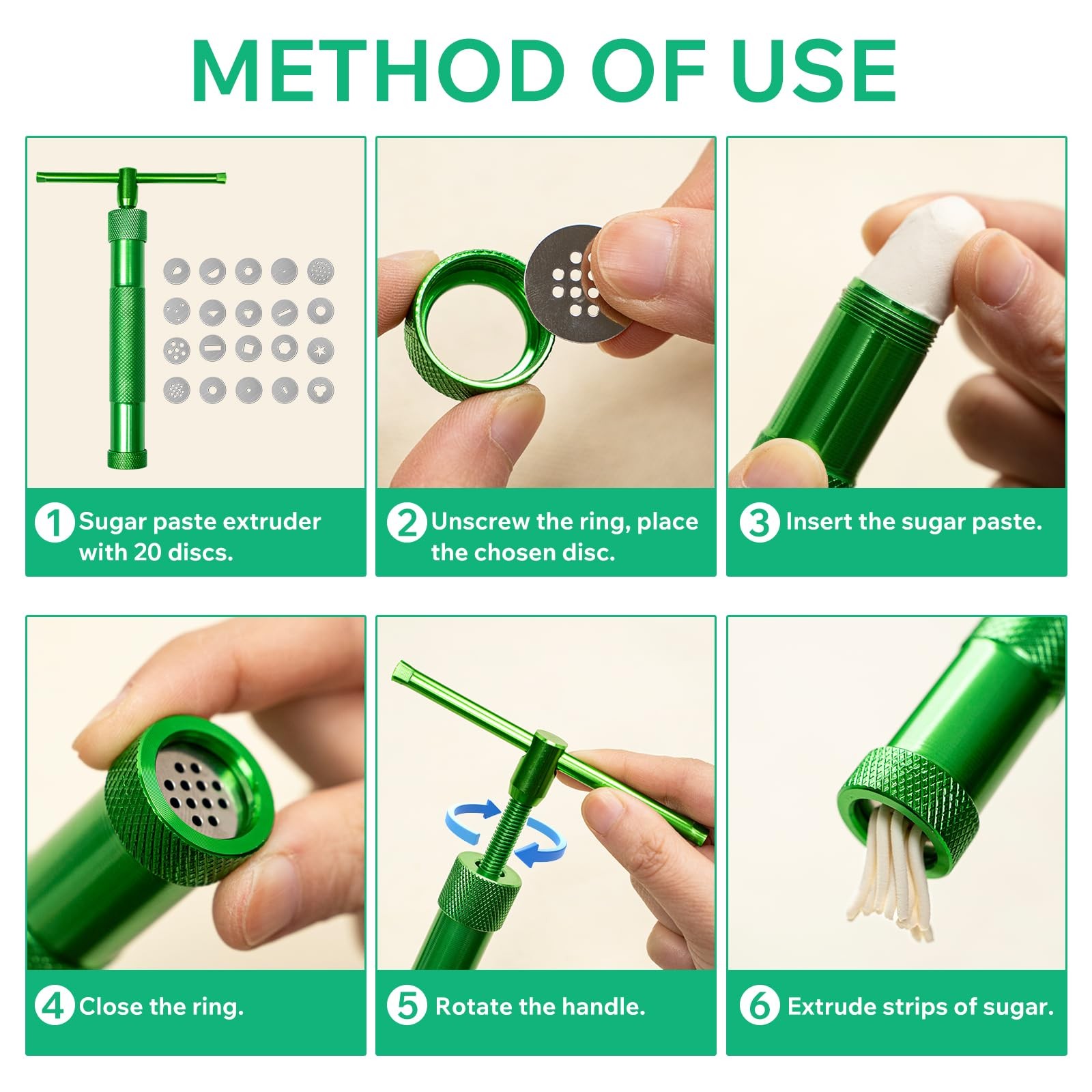 Polymer Clay Tools, Extruder, Sugar Paste Extruder-Green