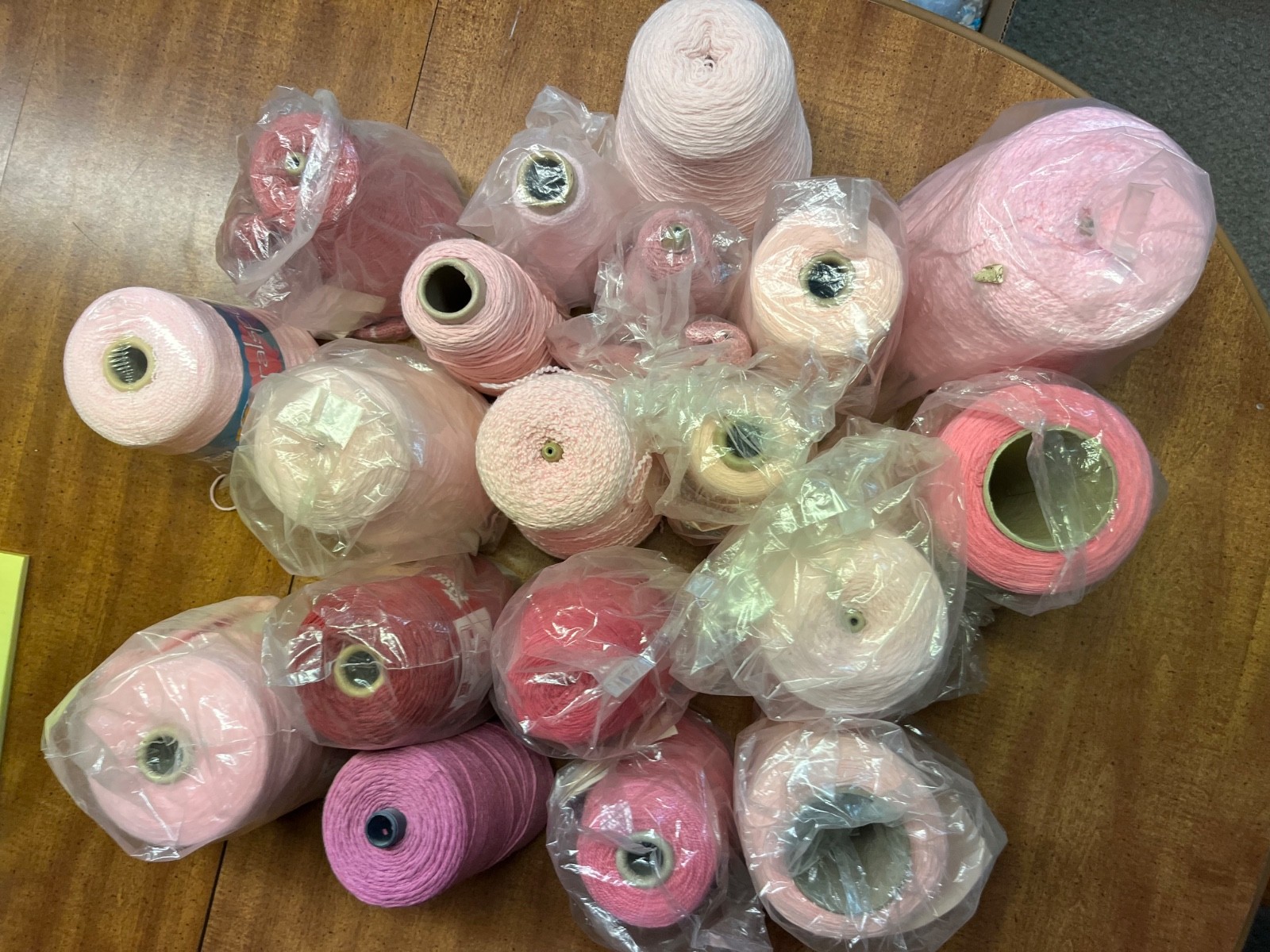 Lot 18 Pink Mixed Bolts Yarn-Assorted Bundle Knit Craft 3 Ply Wool Nylon Cotton