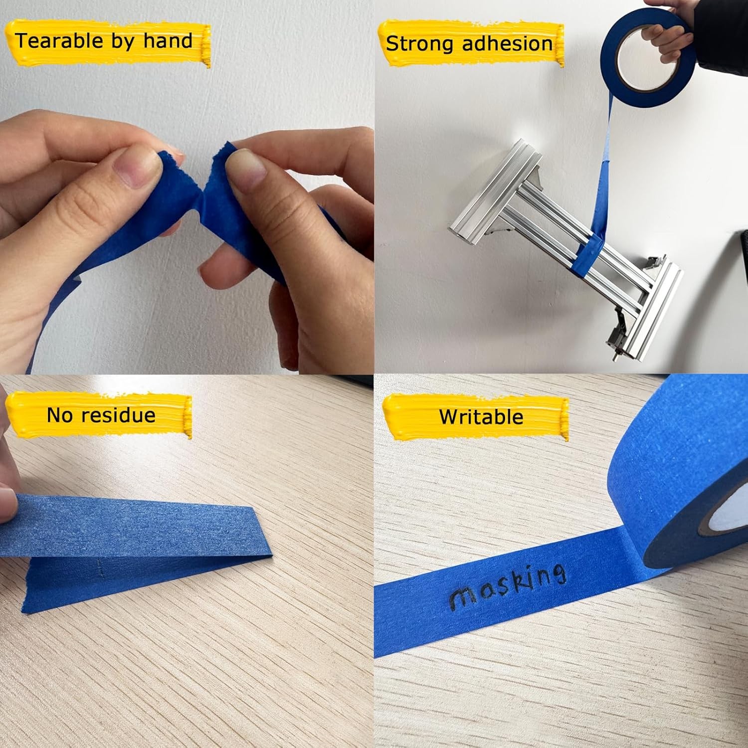 Automotive Masking Tape Blue Refinish Masking Tape Auto Body Paint Tape 4 Rolls