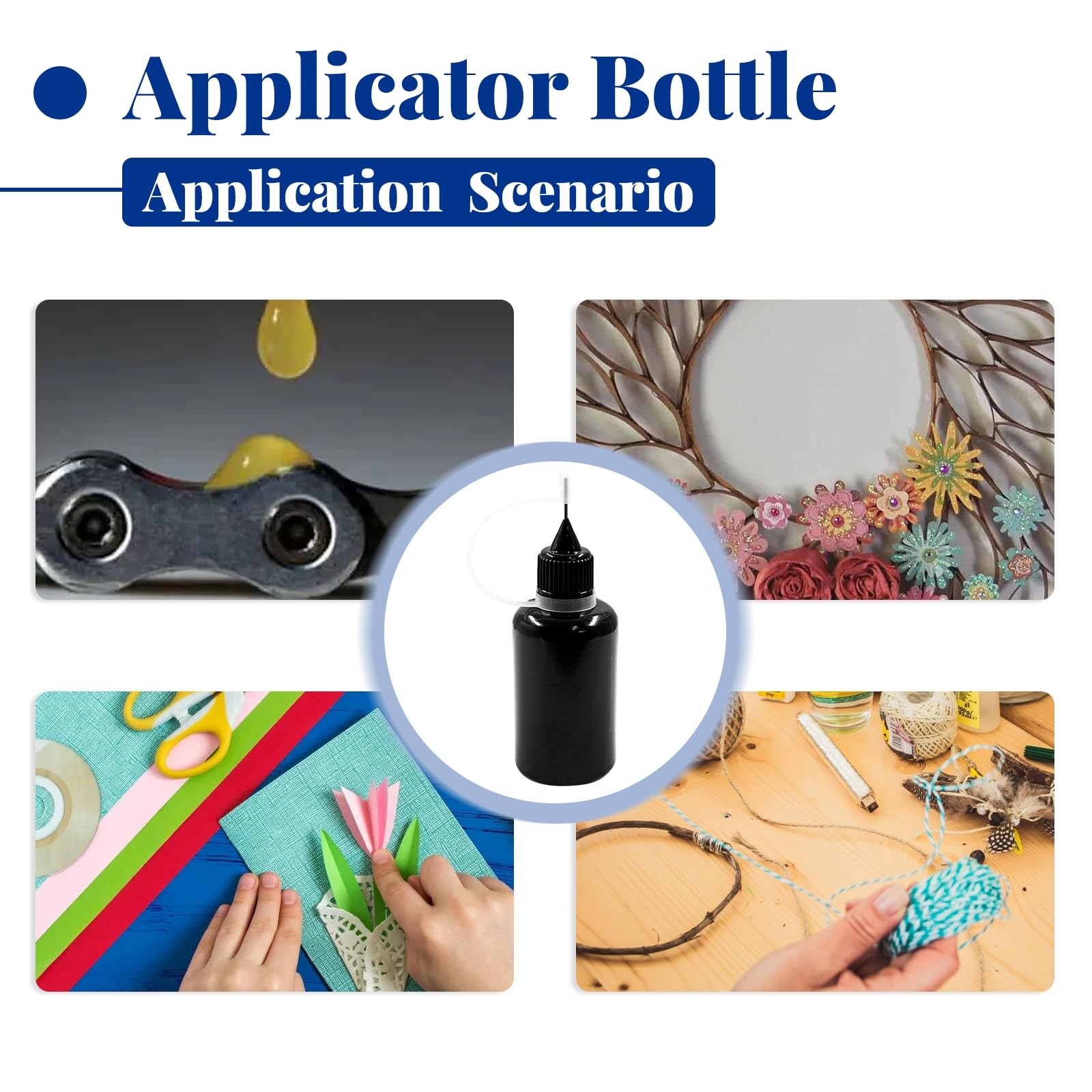 Hordion 12Pcs 1 Oz/ 30ml Black Precision Tip Applicator Bottle, 30ml,