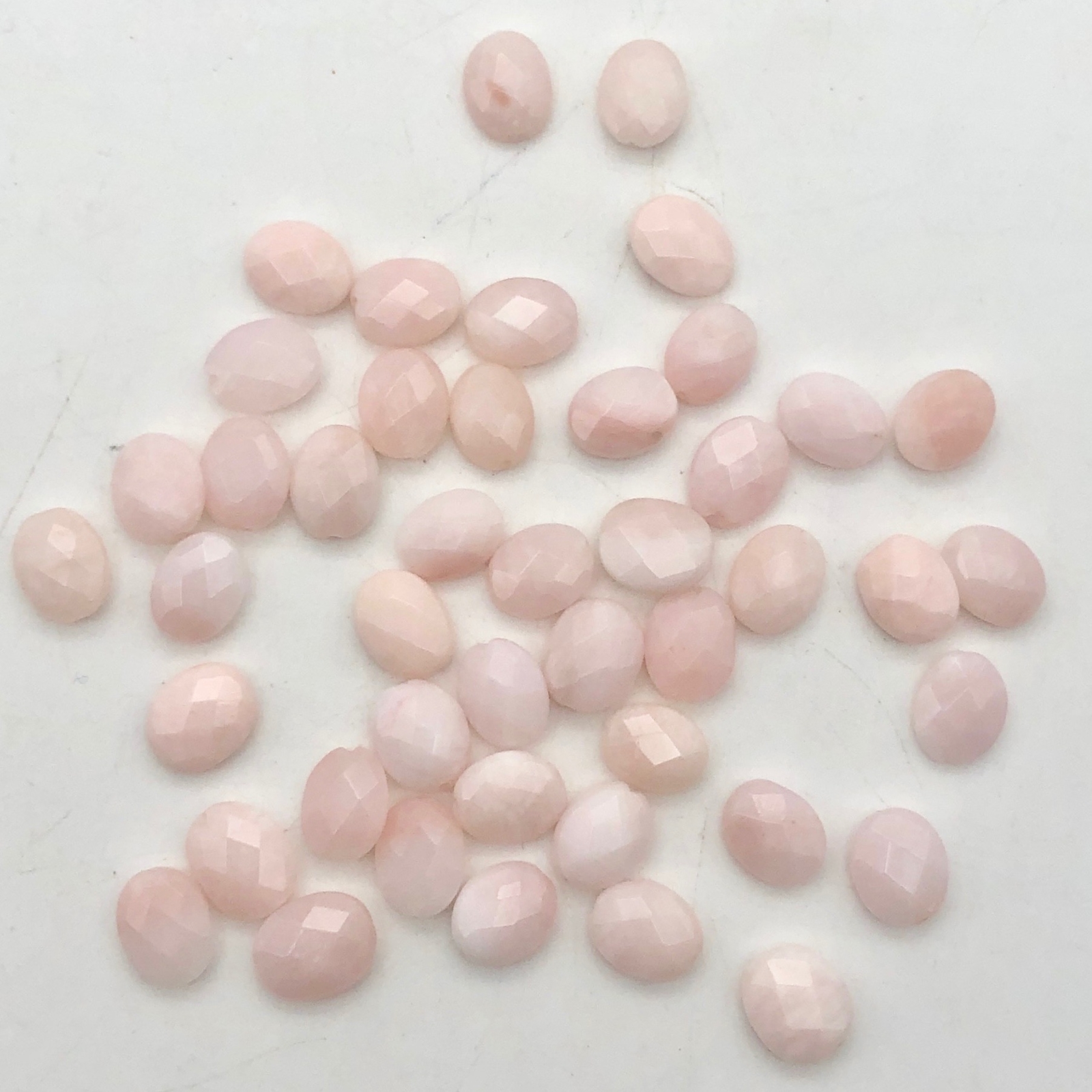 Pink Natural, Untreated Peruvian Opal Faceted Coin 10x7x3mm | 4 Beads |