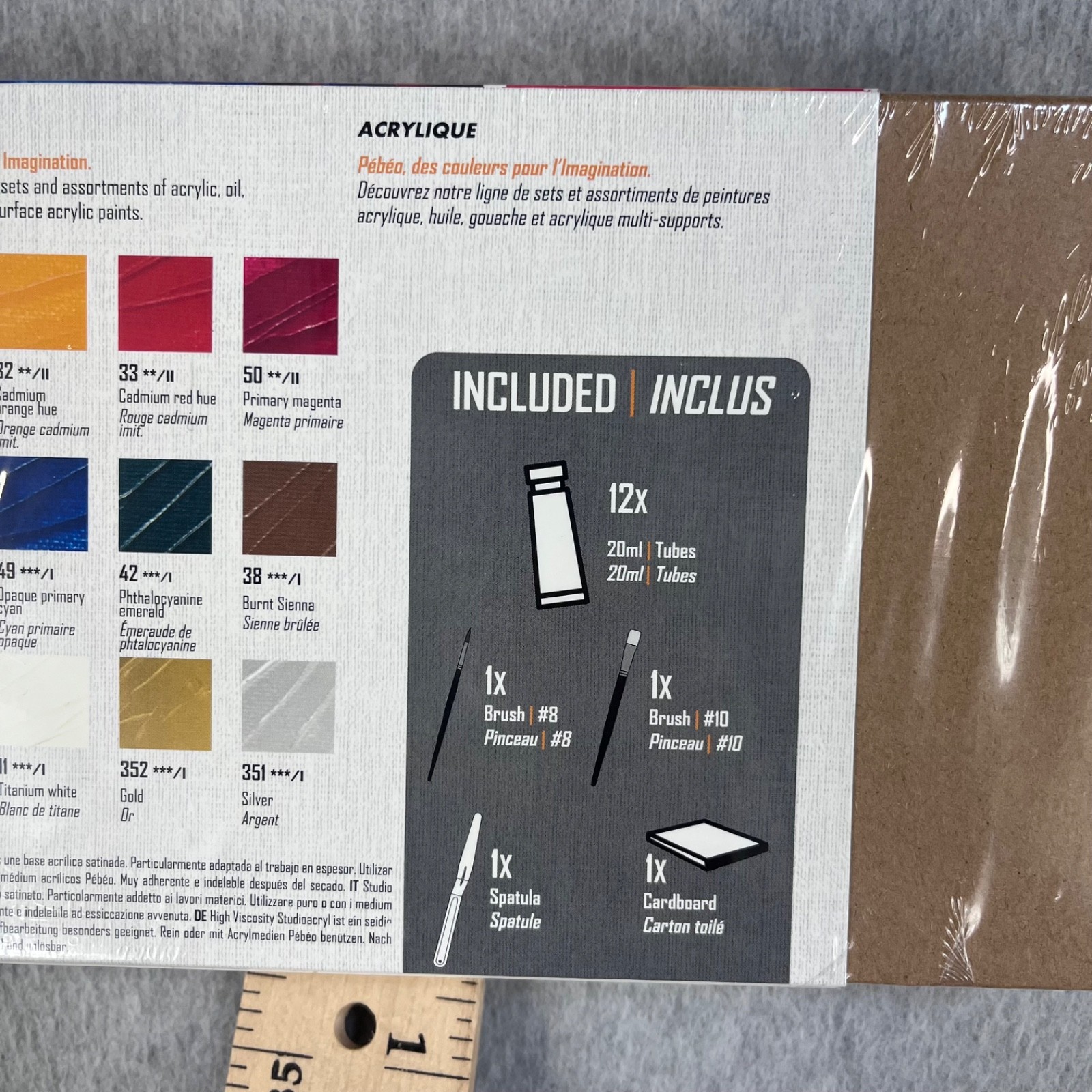 Pebeo Studio Acrylics High Viscosity Paint 12 Colors 20ml Tubes Brush & Spatula