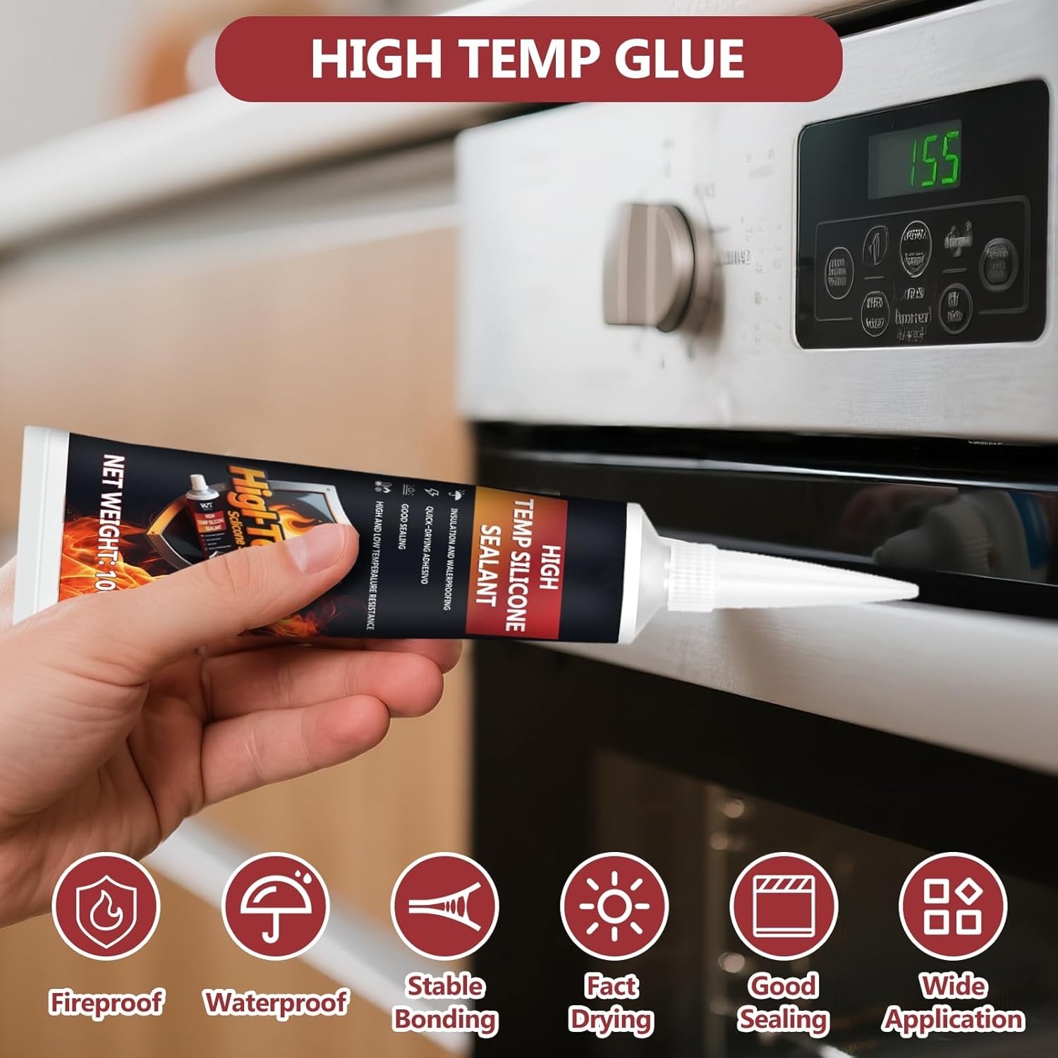 High Temp Oven Glue Ceramic Glass Metal Waterproof Fast Dry 100ml