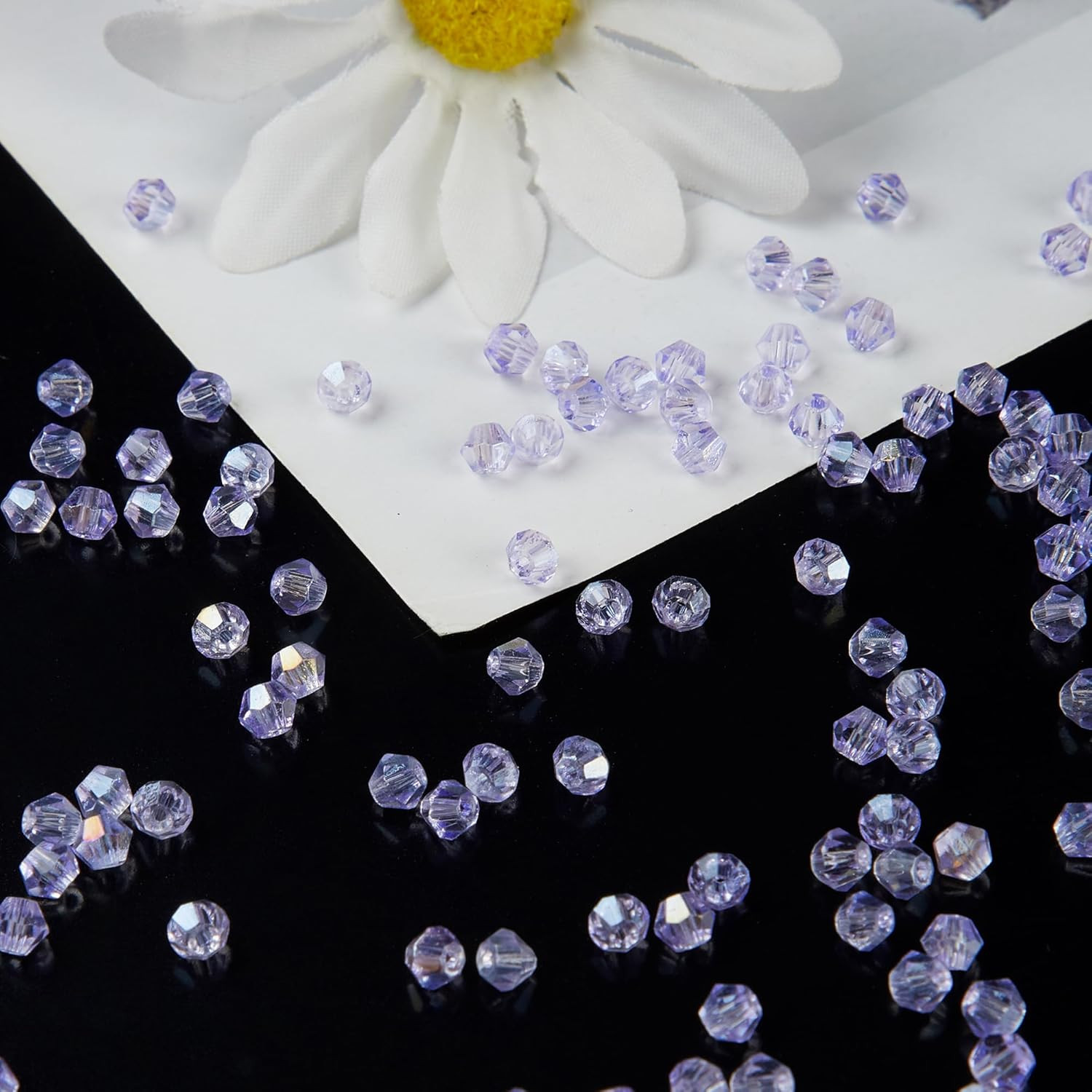1100PCS 4mm Bicone Crystal Glass Beads for Jewelry Making, Sparkling Mini Beads