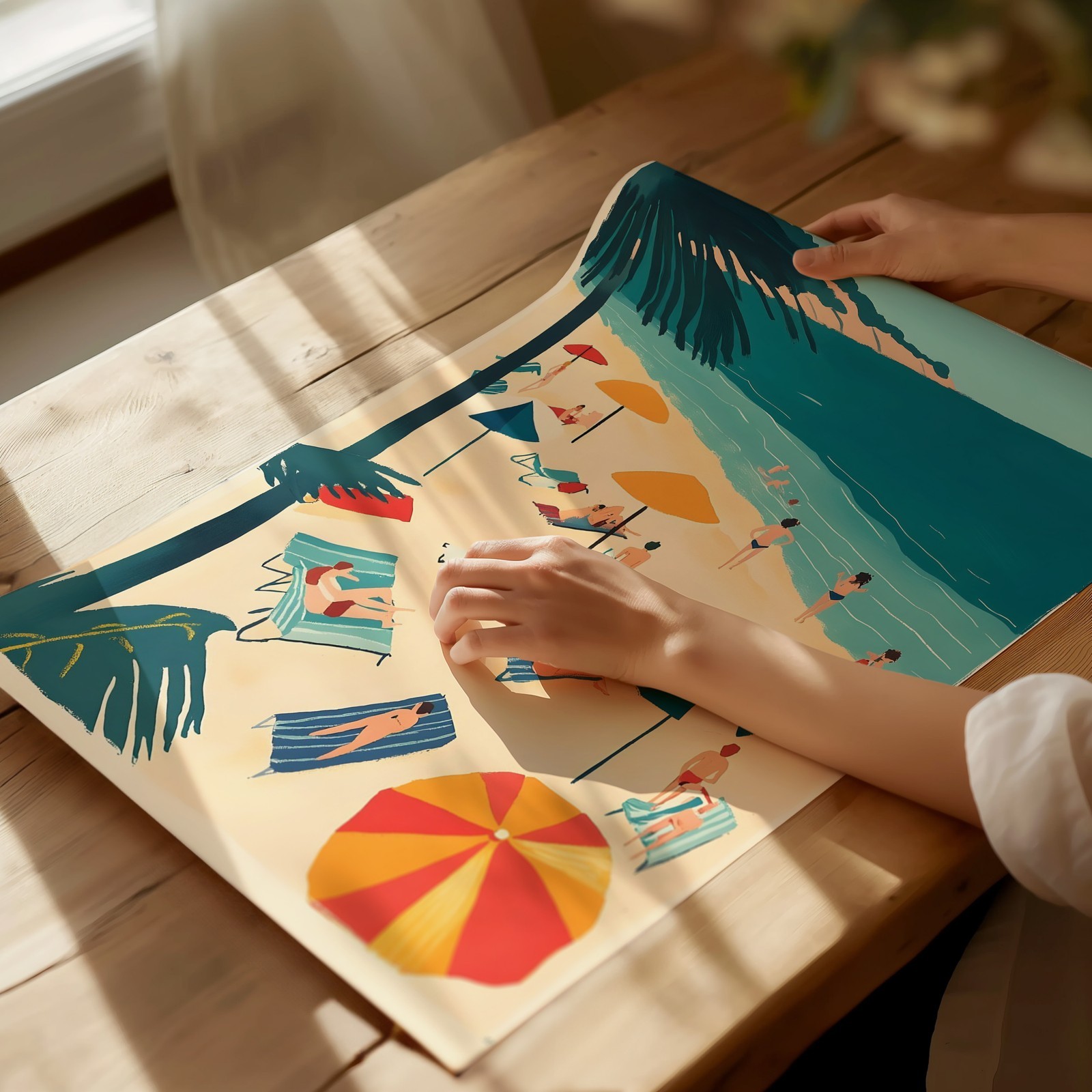 Coastal Beach Scene Poster Wall Art – Vibrant Summer Vibes Home Decor