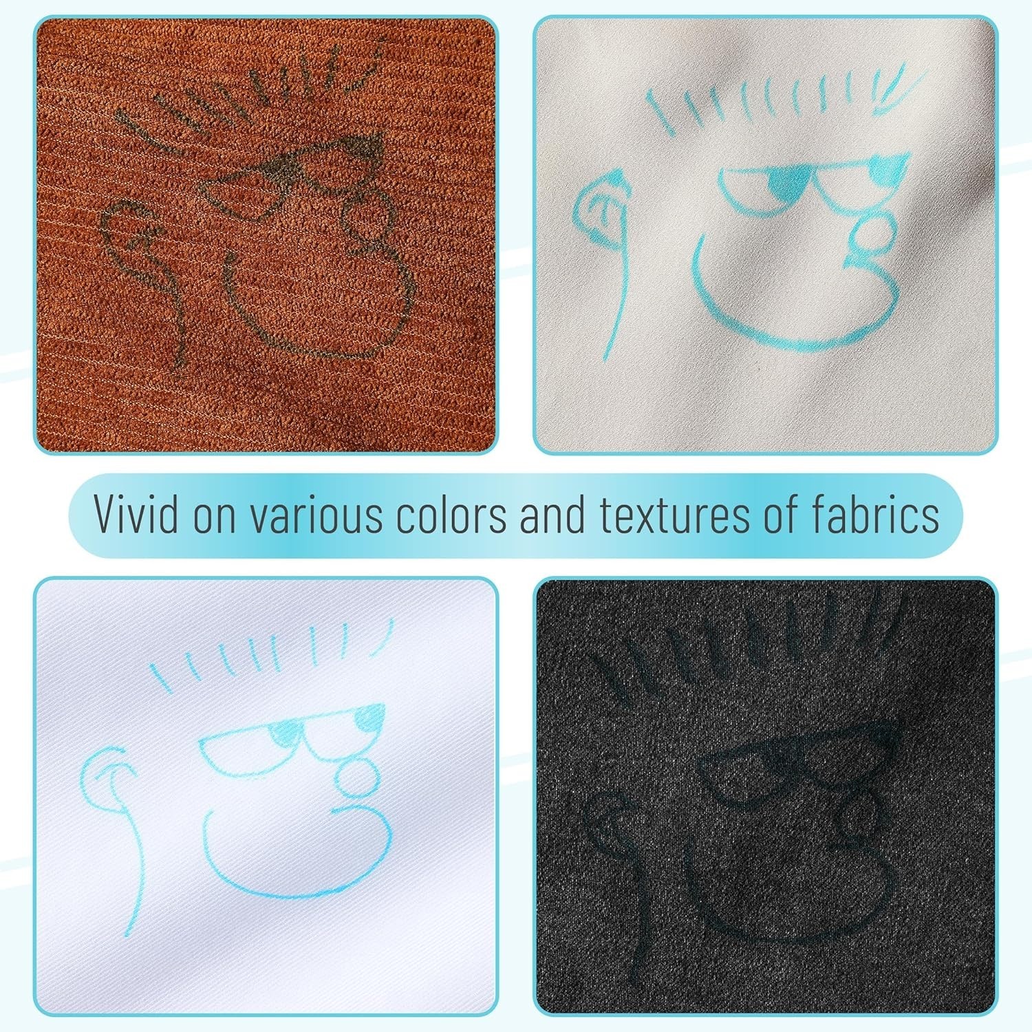 Fabric Markers for Sewing, 5 Pack, Blue, Erasable, Water Soluble Fabric Marke…