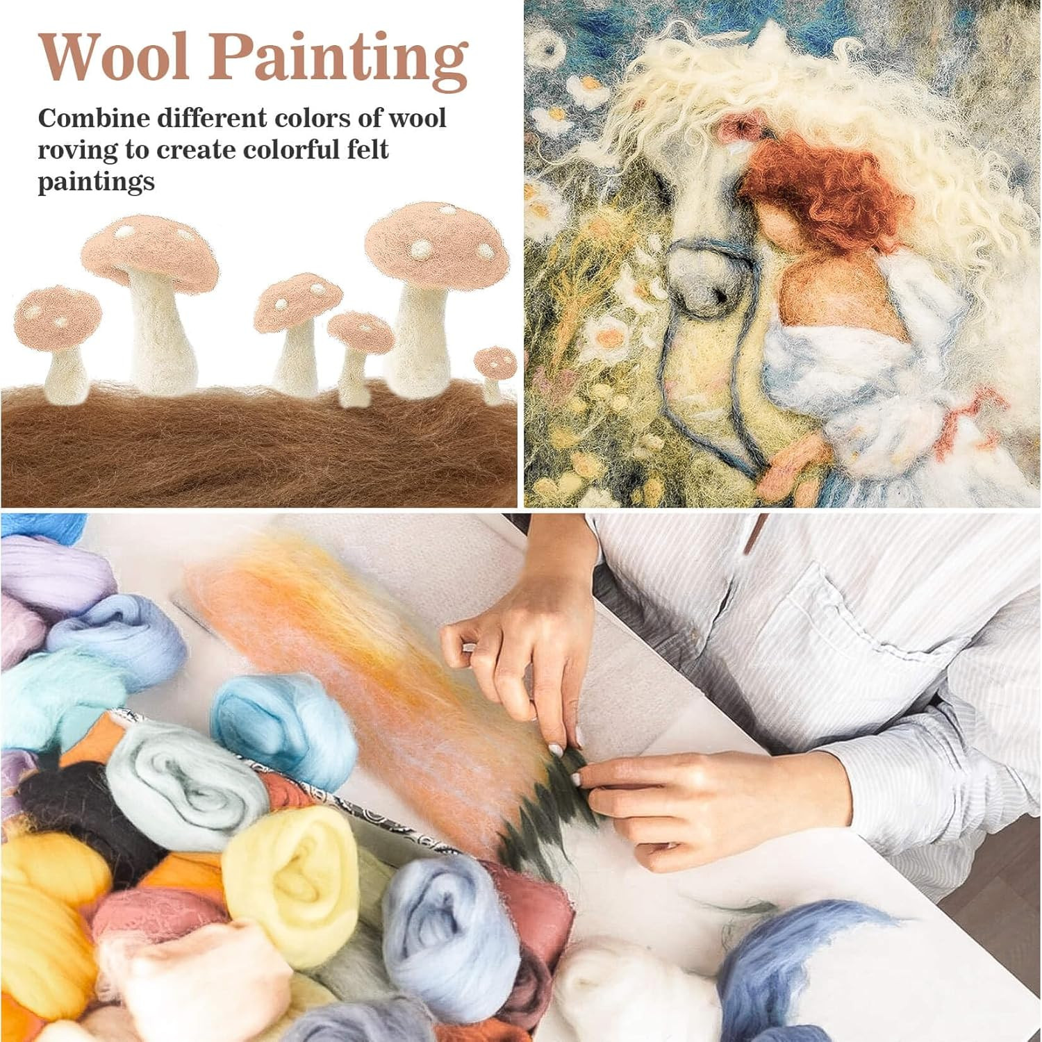 40pcs Felting Wool Roving 20 Dark Colors Wool Roving for Felting Core Wool …