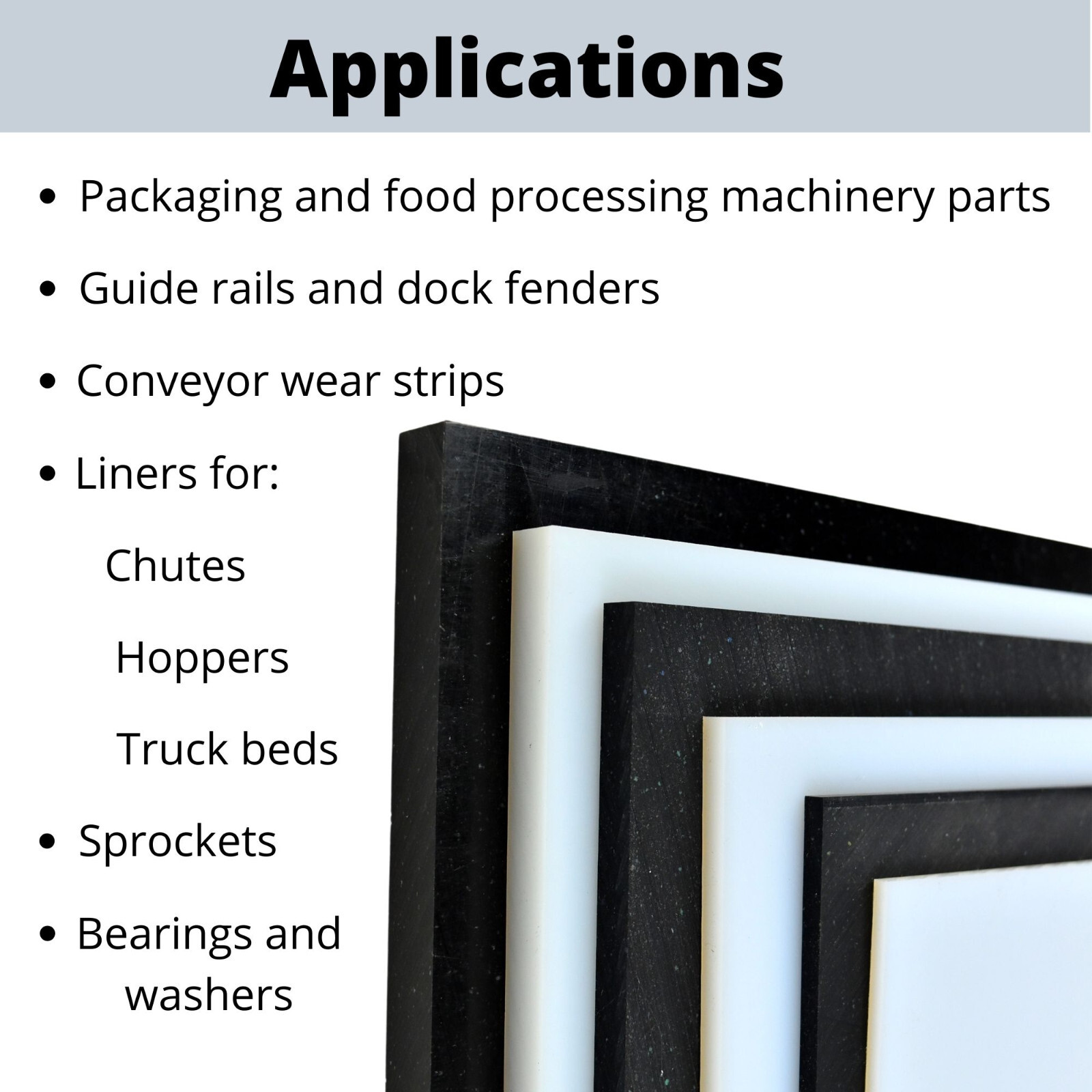 UHMW Polyethylene Plastic Sheet, Various Colors, Sizes, and Thicknesses