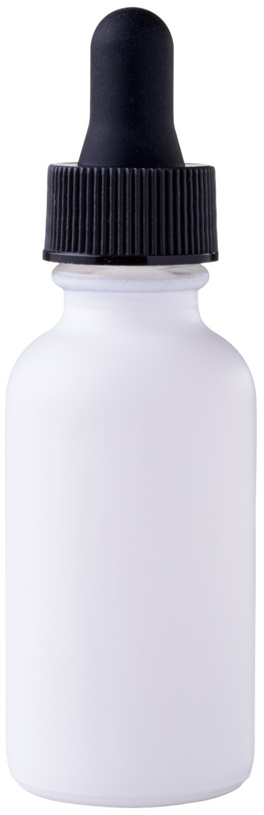 White Coated Boston Round Glass bottles Black Dropper Cap 1 oz / 30 ml 24 Pack