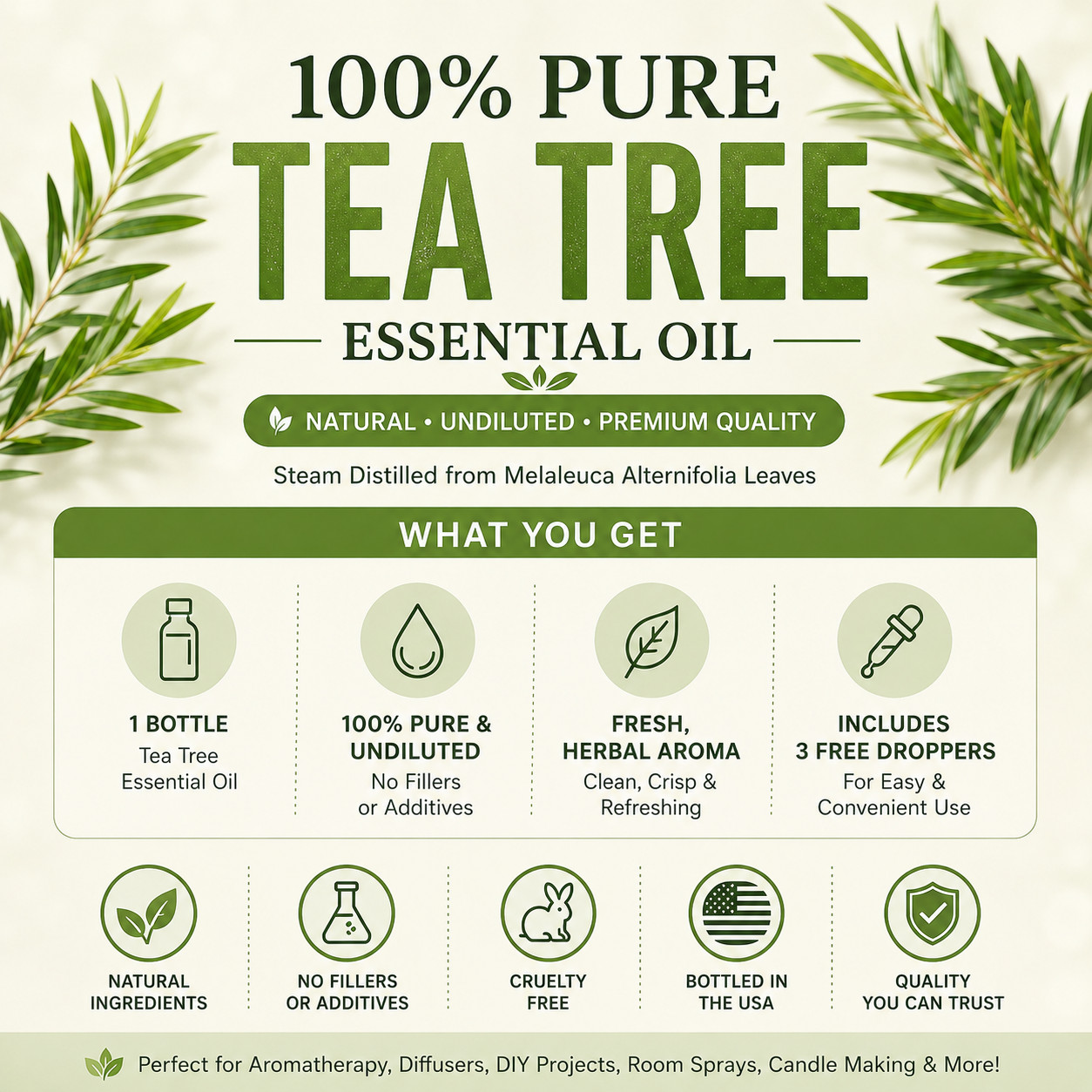 10 ml Tea Tree Essential Oil (100% Pure & Natural) – GreenHealth