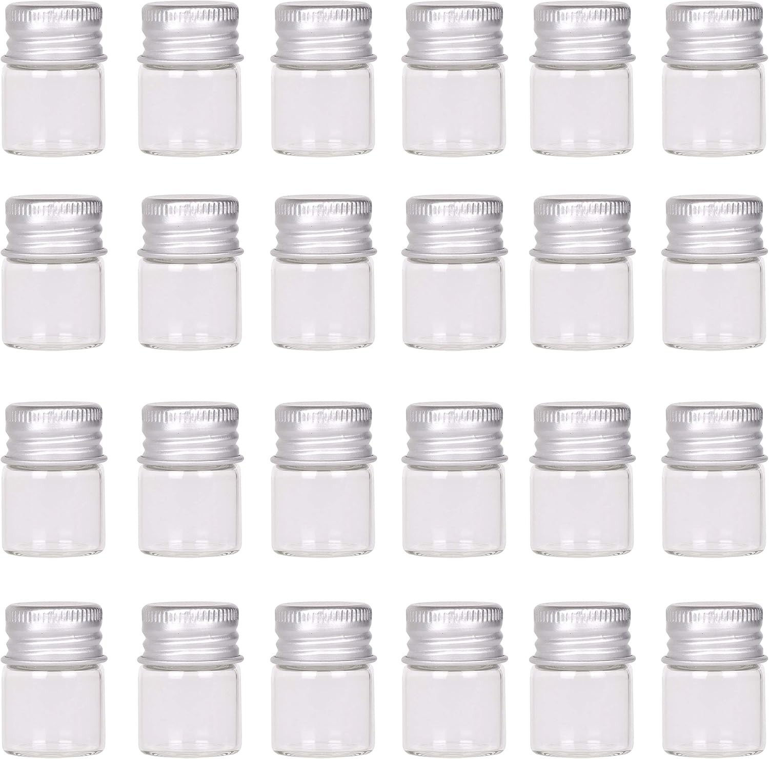 Mini Glass Bottles with Screw Caps 5ml 24 Sets Aluminum Top Metal Lids 5 Mill…