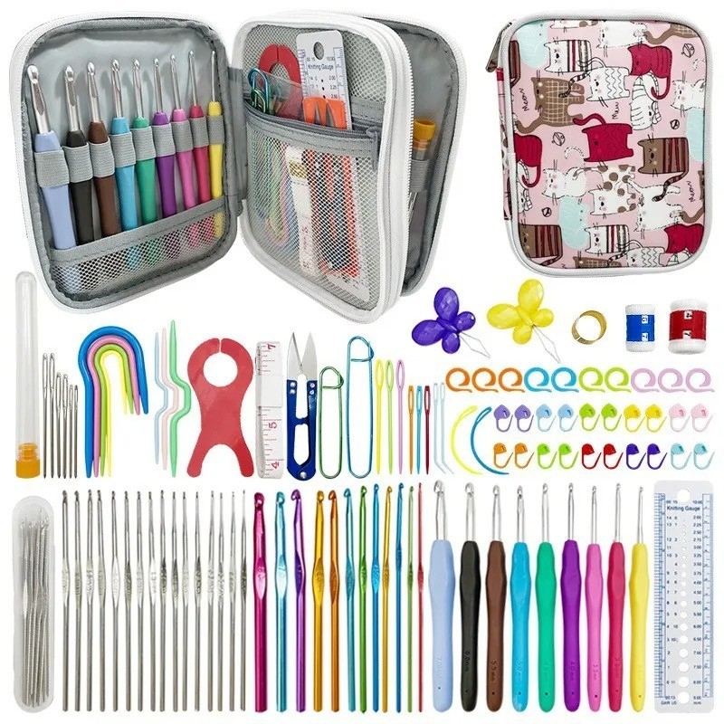 Crochet Hooks Set Steel Pastel 17 Styles Ergonomic Easy Grip Bright