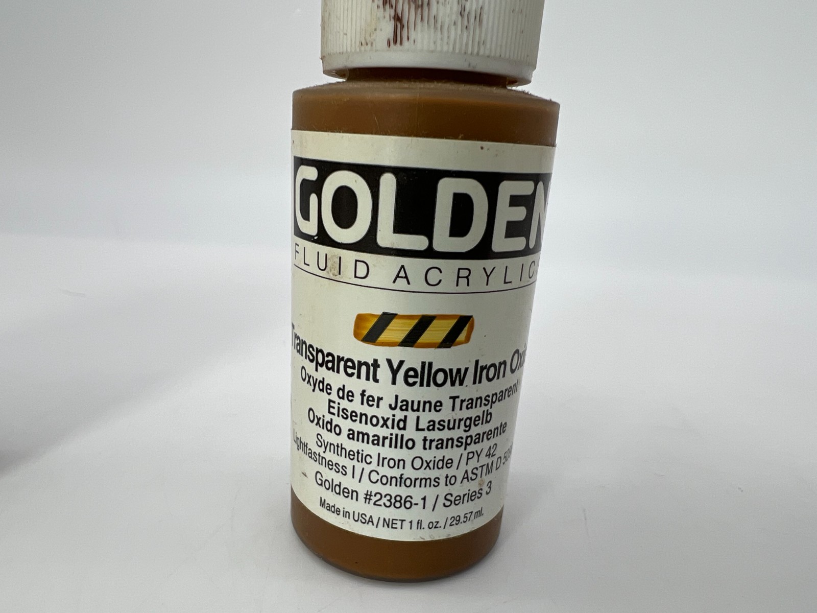 Golden Fluid Acrylics Lot 3 Micaceous & Transparent Red/Yellow Iron Oxide USED