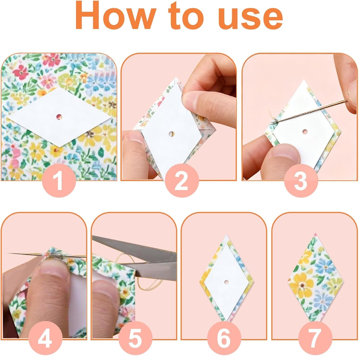 480pcs Paper Piecing Paper for Quilting Diamond 60 Degrees (1″, 1.5″ and 2″ Quil