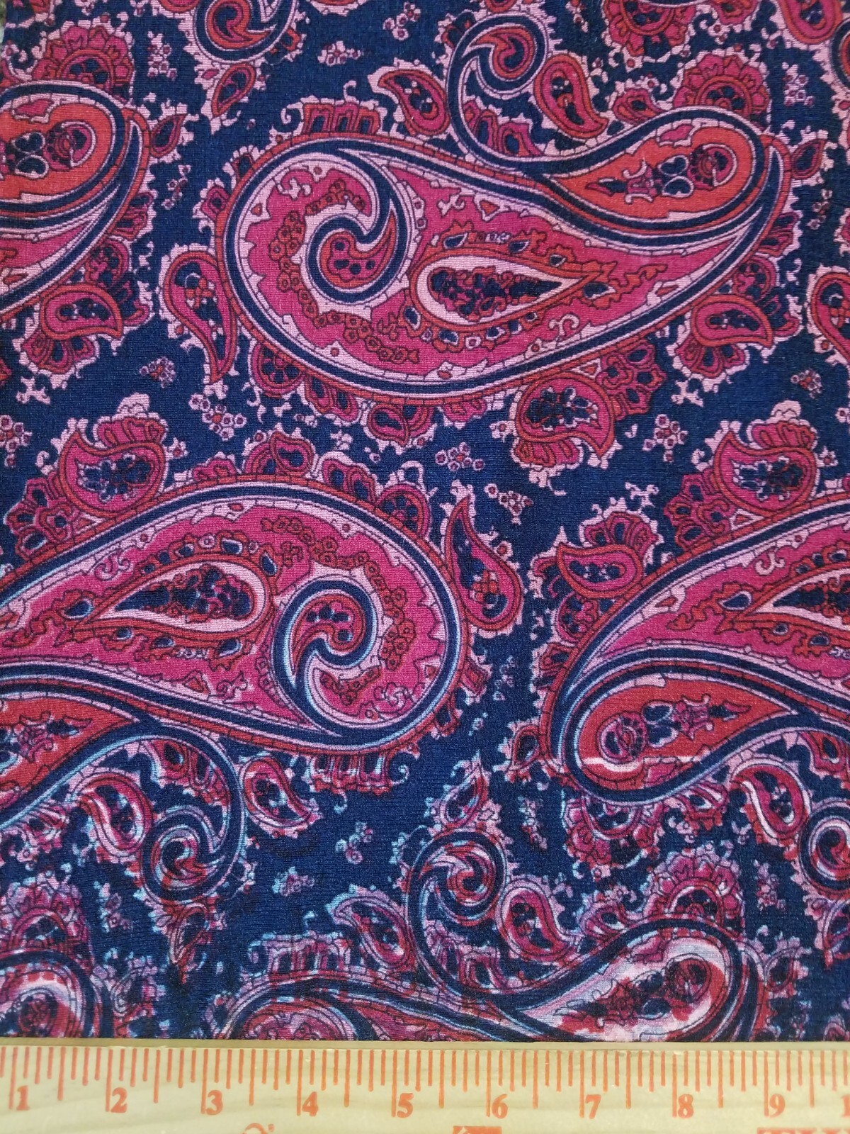 Blue paisley Printed spandex stretchable Fabric wrinkle resistant 60” W Sold BTY