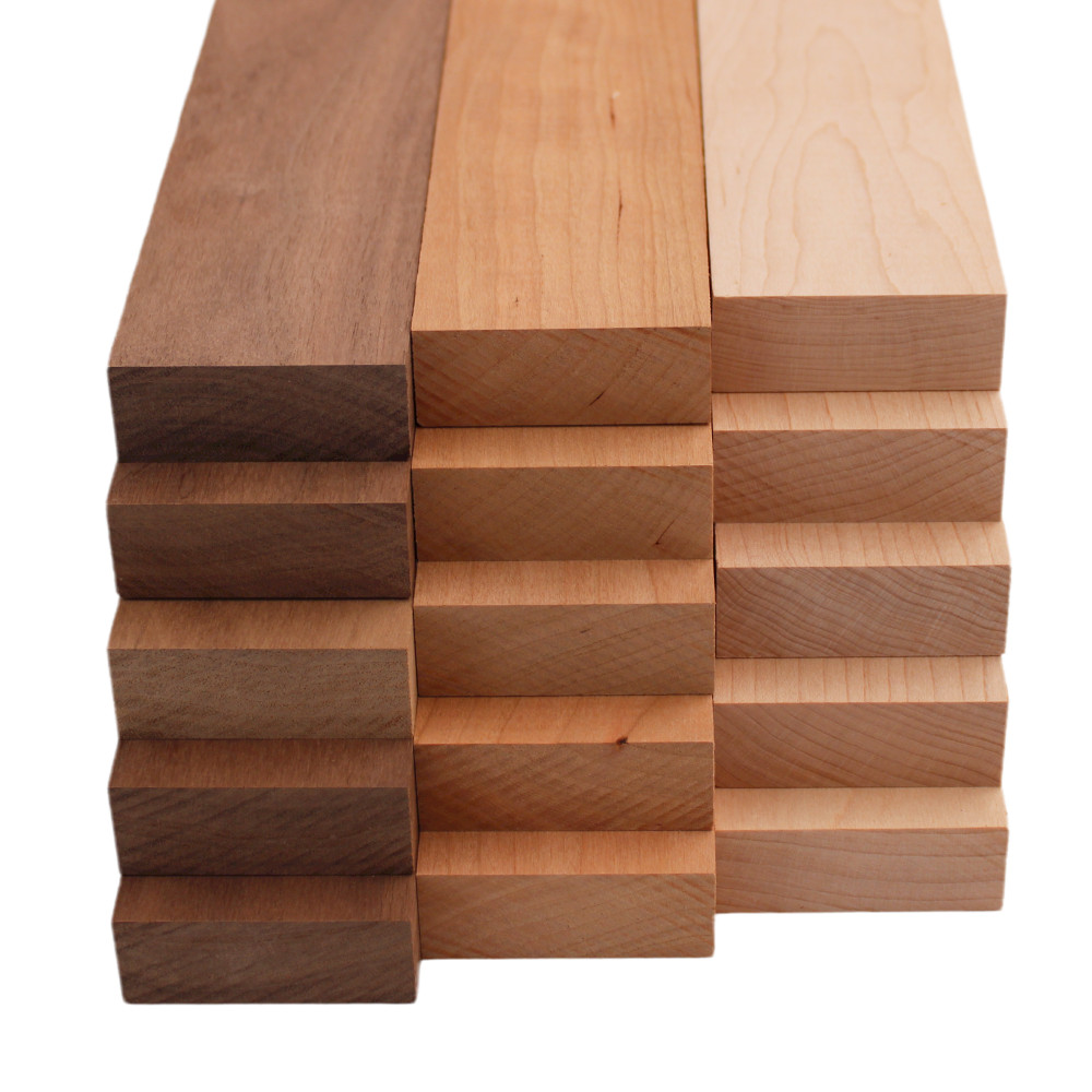 Domestic Variety Pack 5 Walnut, 5 Maple and 5 Cherry Boards – 3/4″ x 2″ (15Pcs)