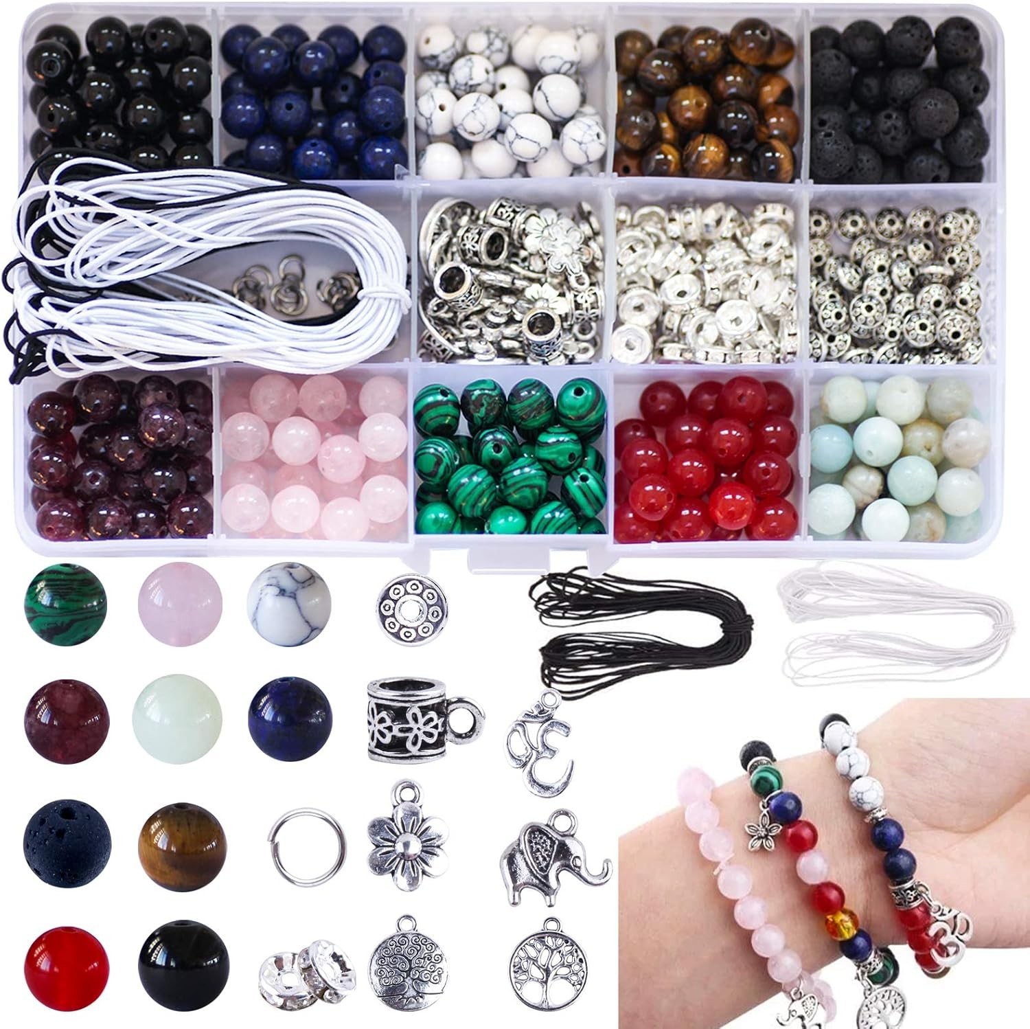 418Pcs Stone Jewelry Making Kit, Crystal Stone Bracelet Making Kit, Crystal N…