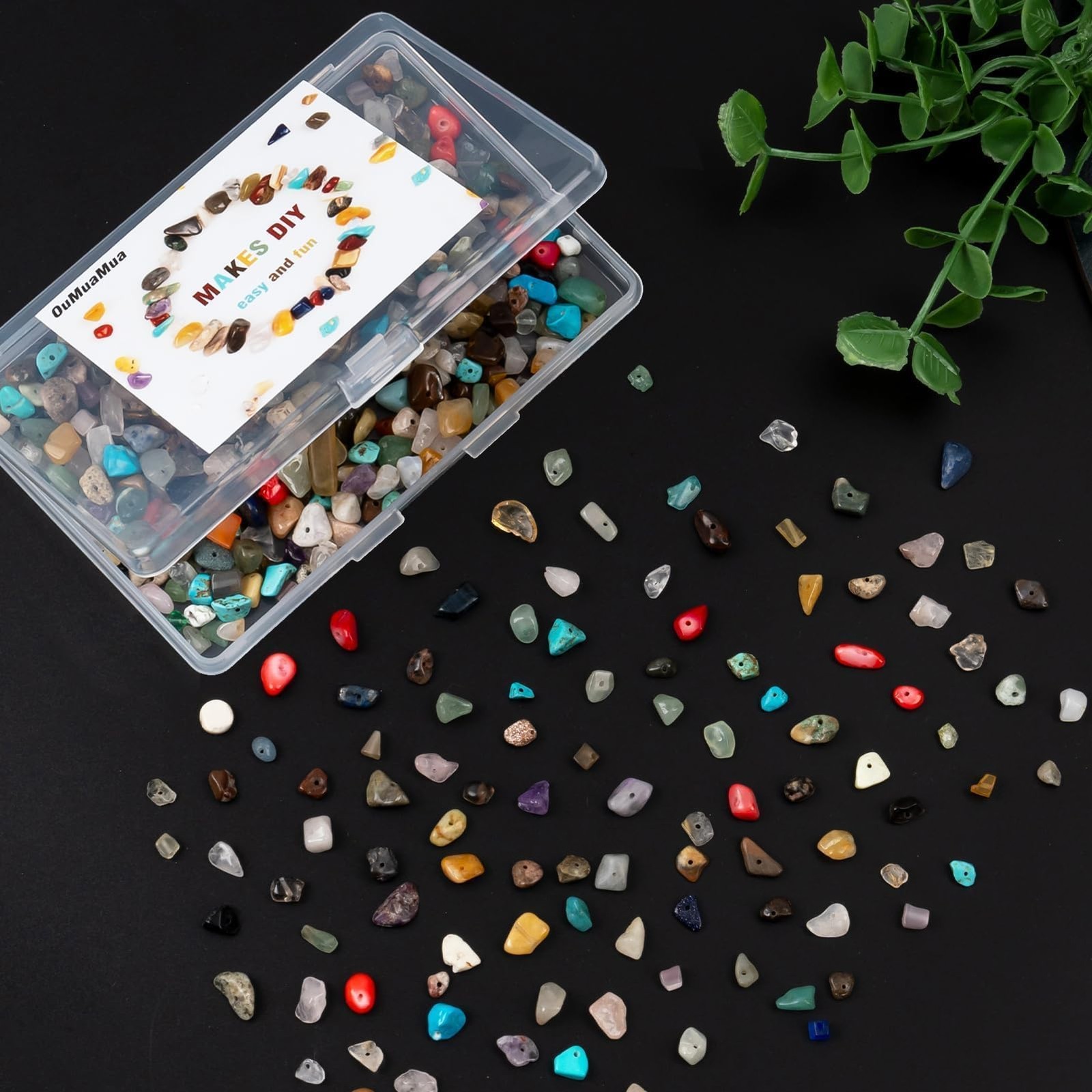 500pcs Natural Chip Stone Beads Multicolor 5mm to 8mm 5-8mm, 500 stone