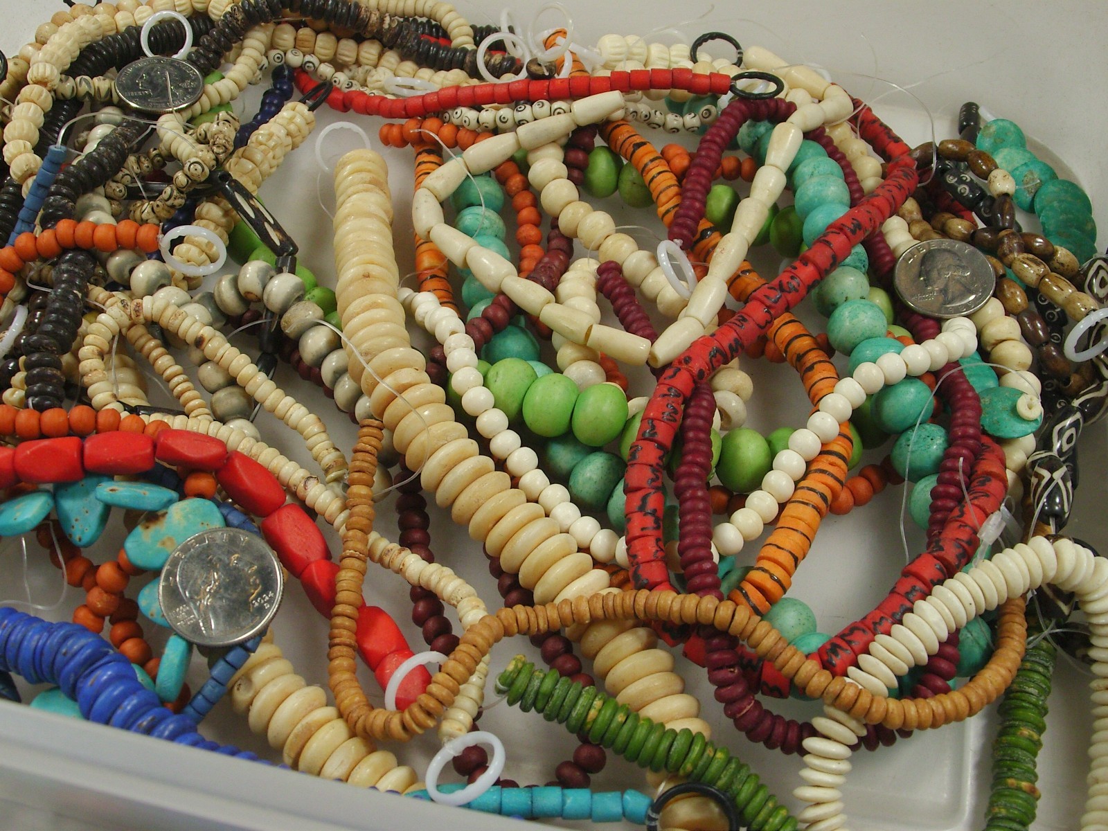 2 Pounds Odds and Ends India Handmade Water Buffalo Bone Beads Lot (AXP-5) ⭐