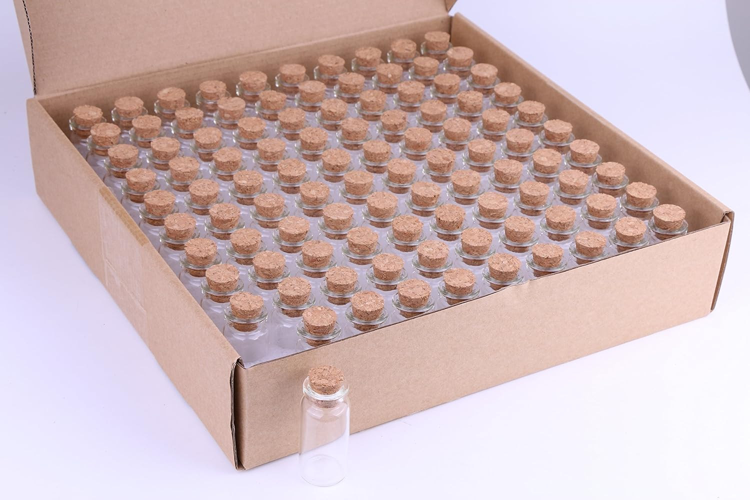 10Ml Small Glass Bottles with Cork Stoppers,Pack of 100 Vials Tiny Jars for DIY