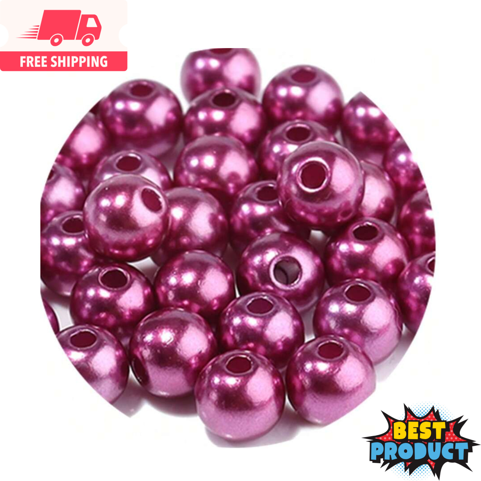 1000x Faux Pearl Beads Colorful Straight Hole 3-10mm Beads for Making Jewellery