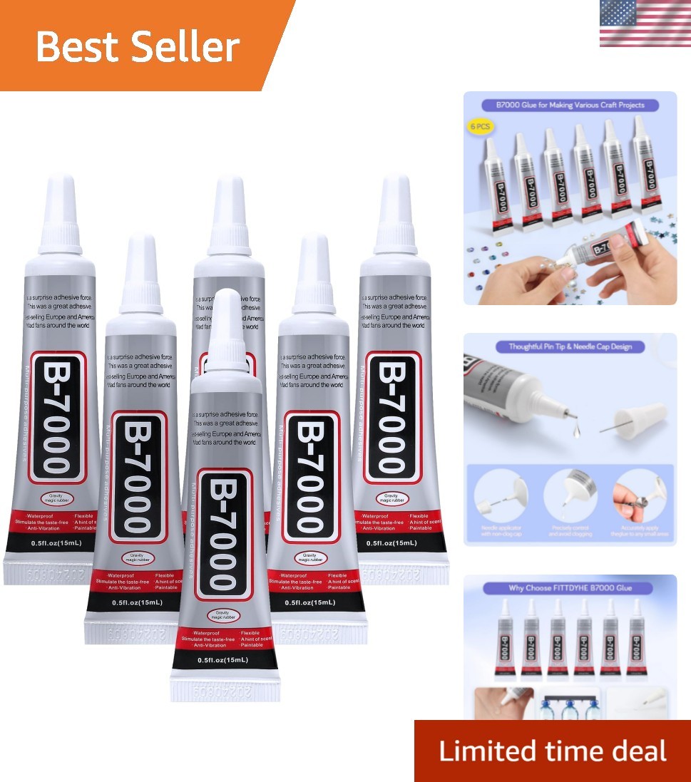 6PCS Jewelry Glue – 15ML/0.5fl oz Clear DIY Craft Glue for Rhinestones, Water…