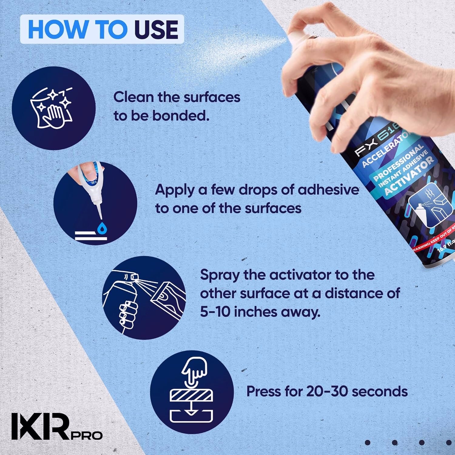 ixirpro CA Glue Activator Spray (4×16.9 oz) – Super Glue Accelerator for Bonding