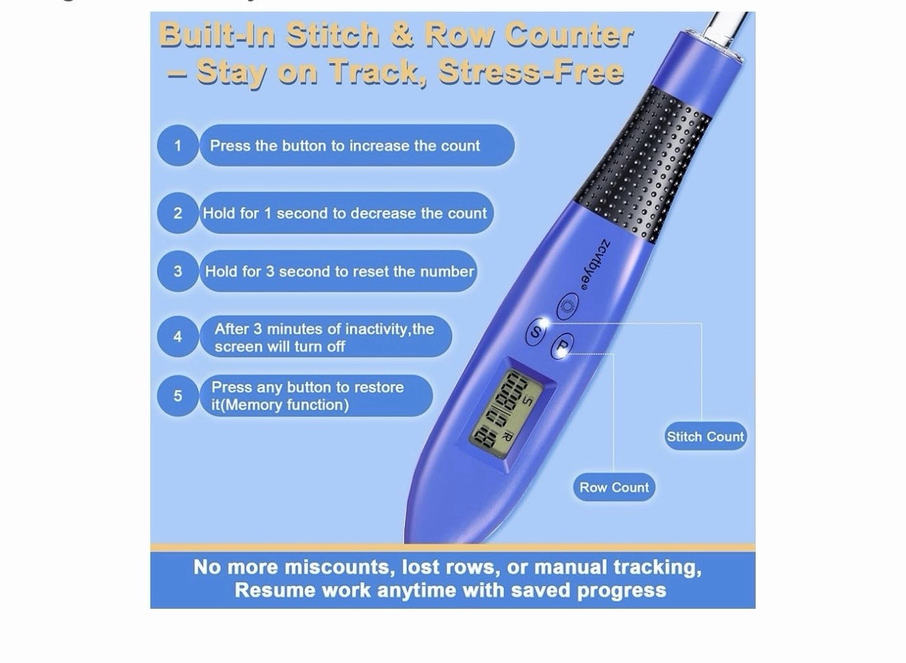 Counting Crochet Hook Set Digital, Light Up Crochet Hooks Set – Ergonomic for…