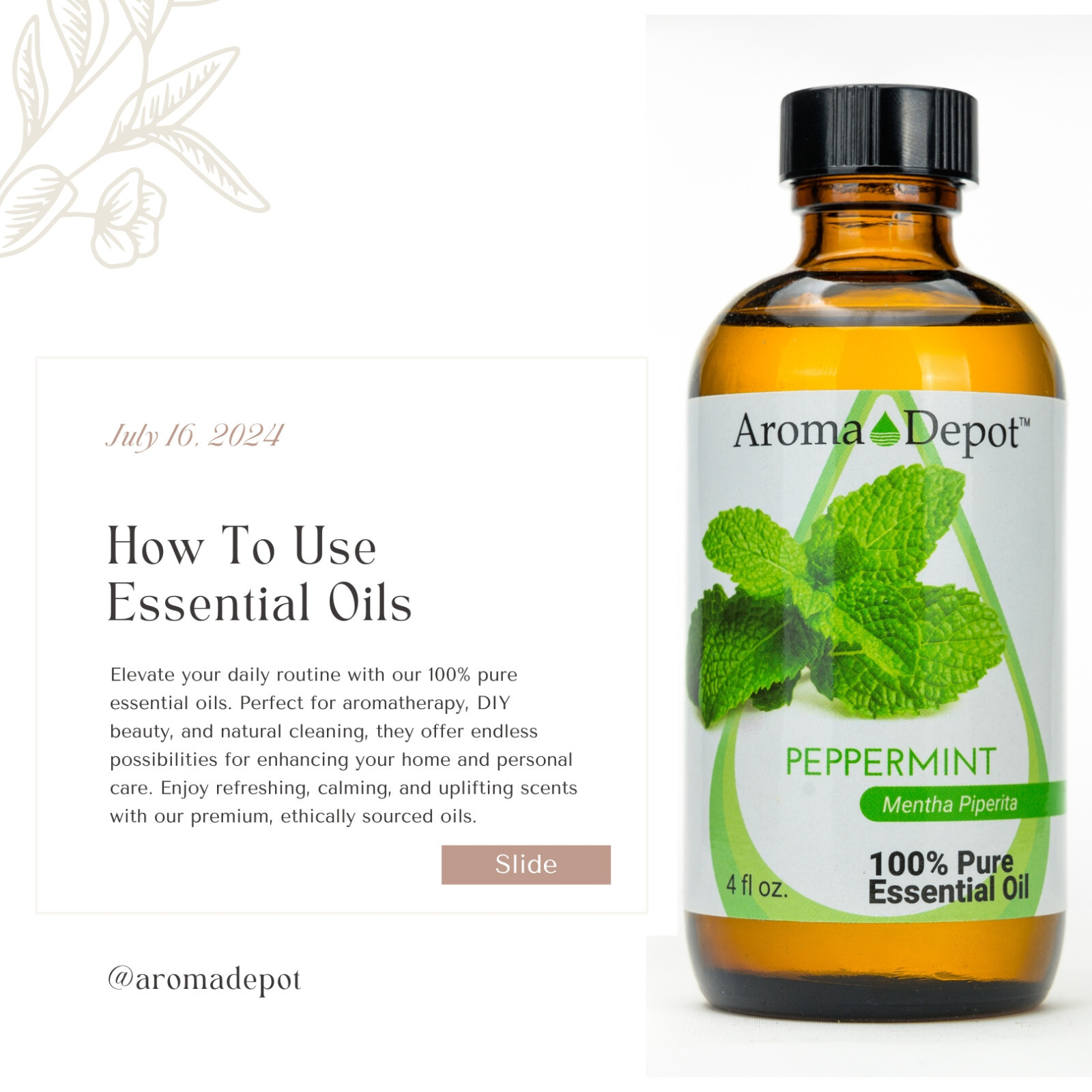 Peppermint Essential Oil Therapeutic Grade 100% Pure Natural Aceite Esencial